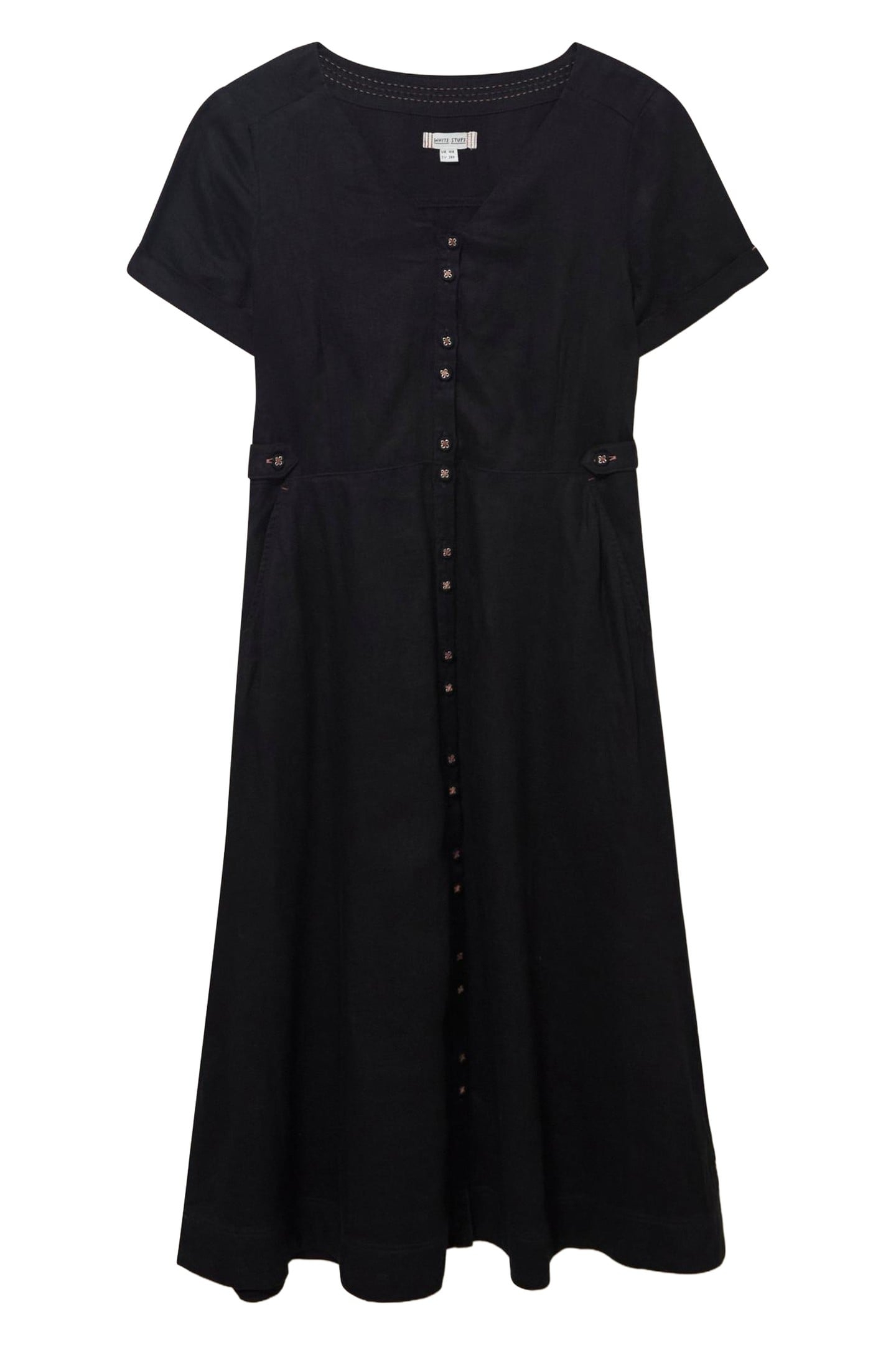 IVY LINEN MIDI DRESS PURE BLACK 3