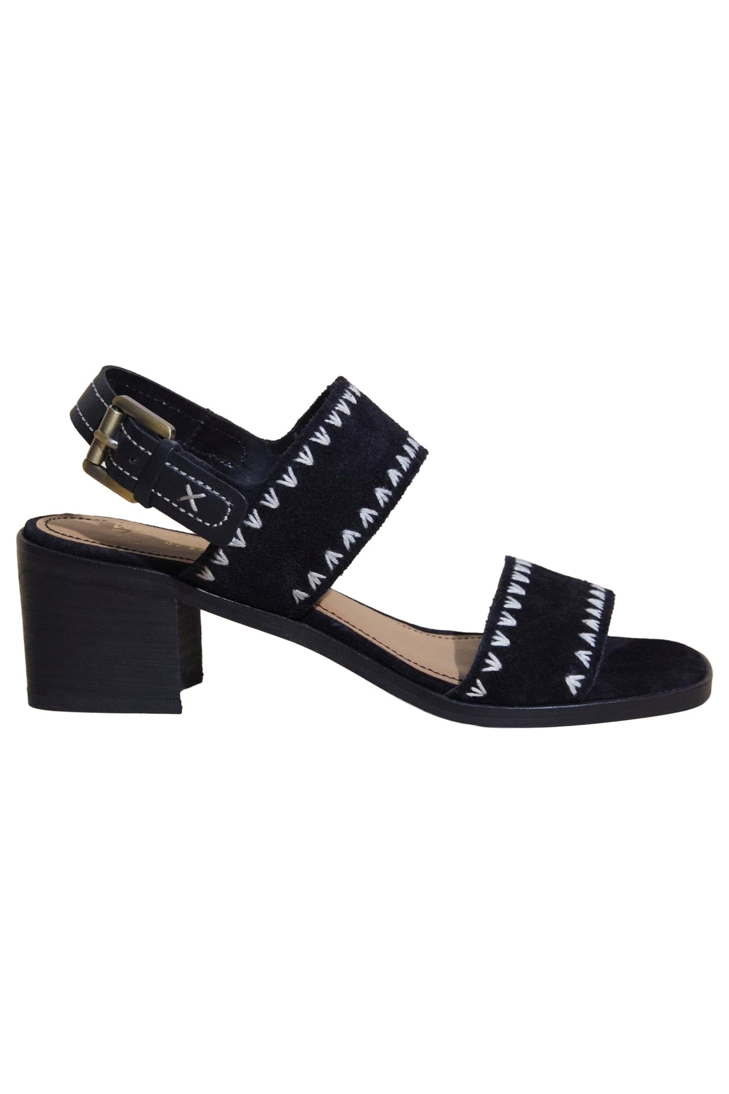 WHIPSTITCH BLOCK HEEL SANDAL PURE BLACK 7
