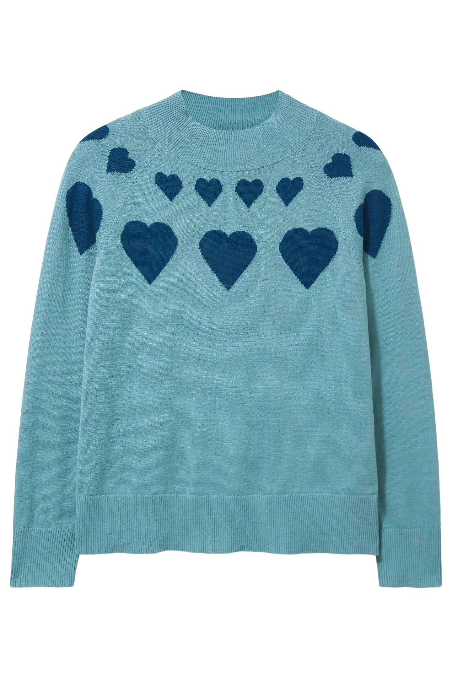 HEART NECK JUMPER TEAL MULTI 3