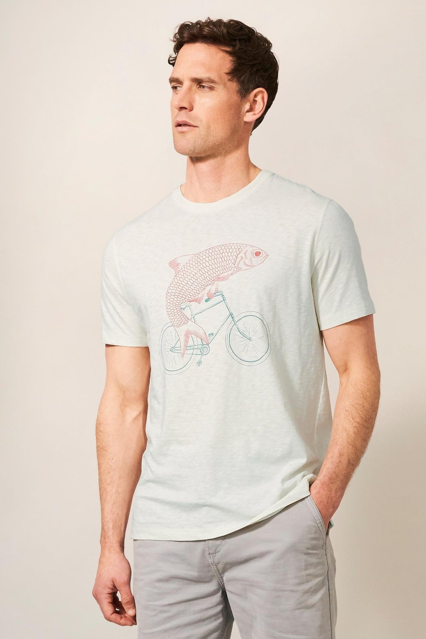 FISH ON A BIKE GRAPHIC TEE NATURAL WHITE 2