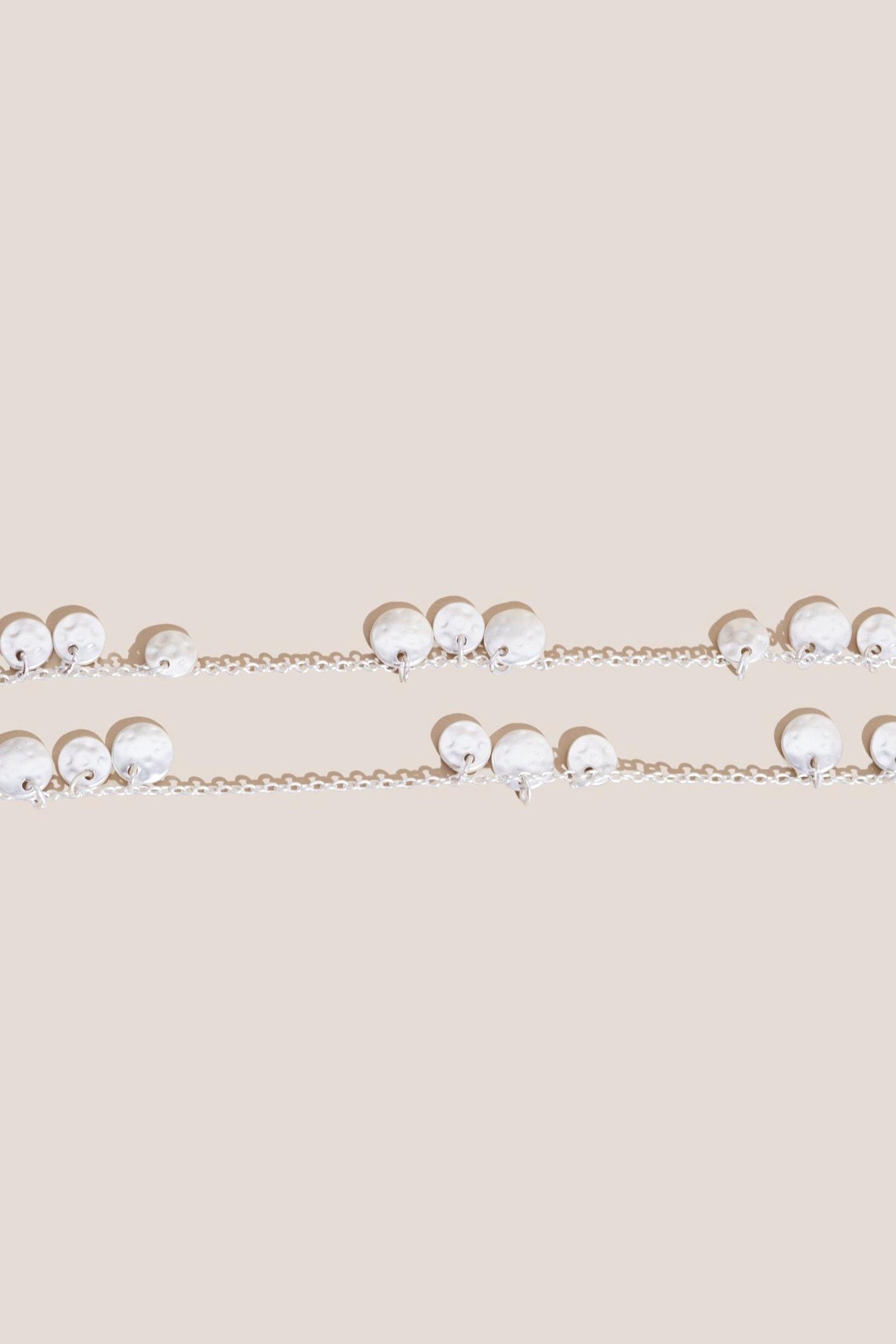 TWO ROW MINI DISC NECKLACE SILVER TONE METALLIC 2