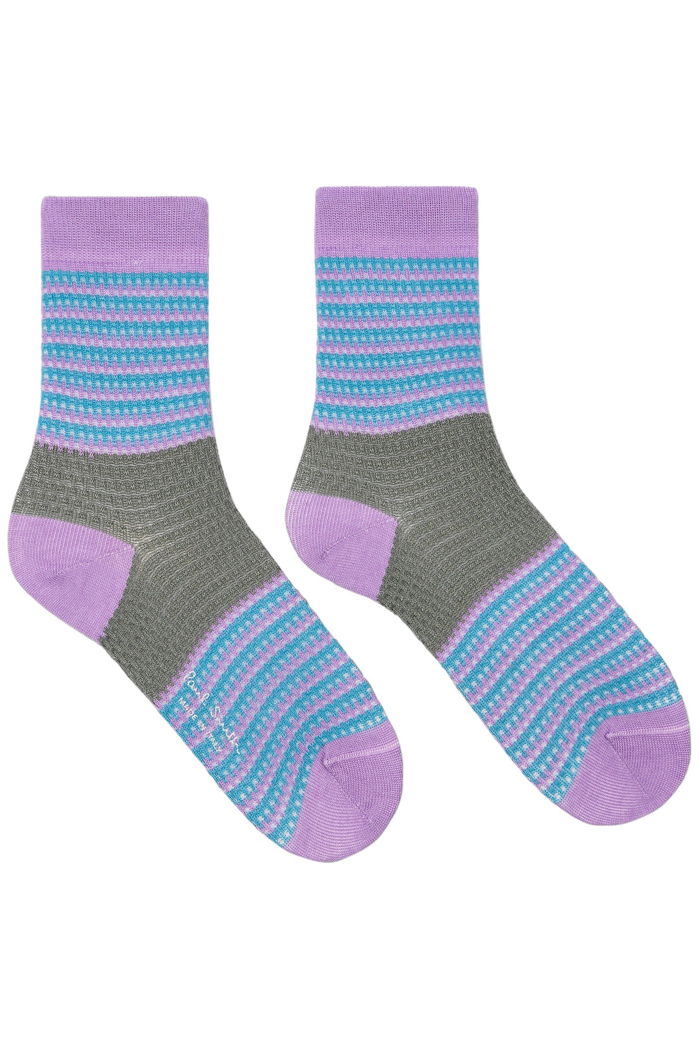SOCK CROCHET STRIPE MAUVE 1