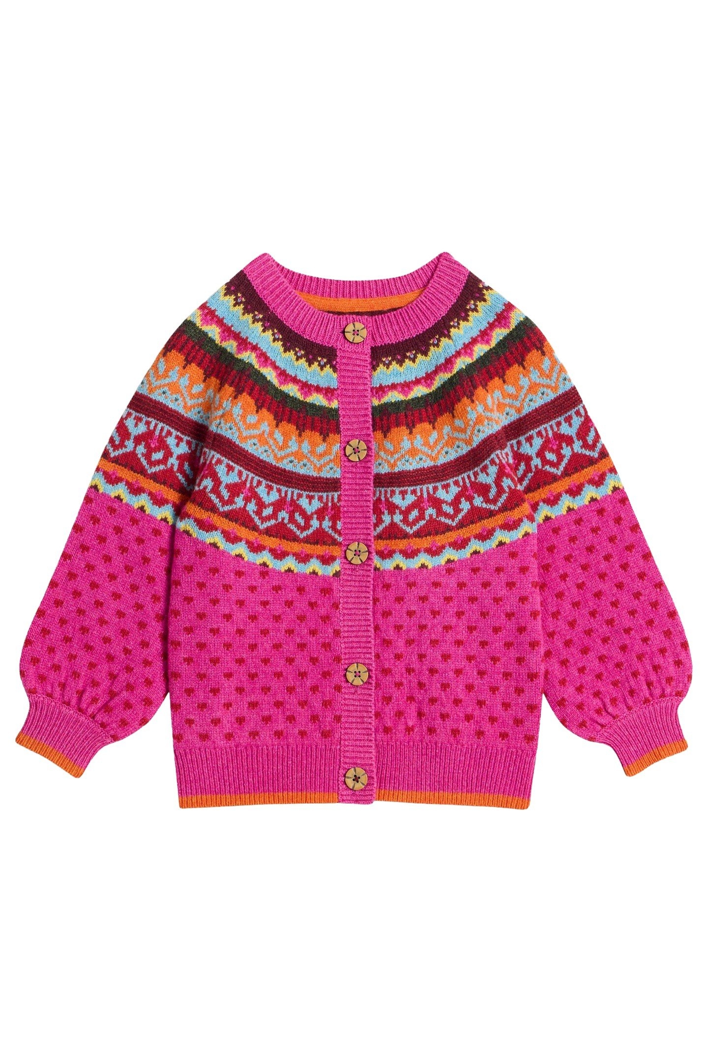 FAIRISLE CARDIGAN BRIGHT PINK 1