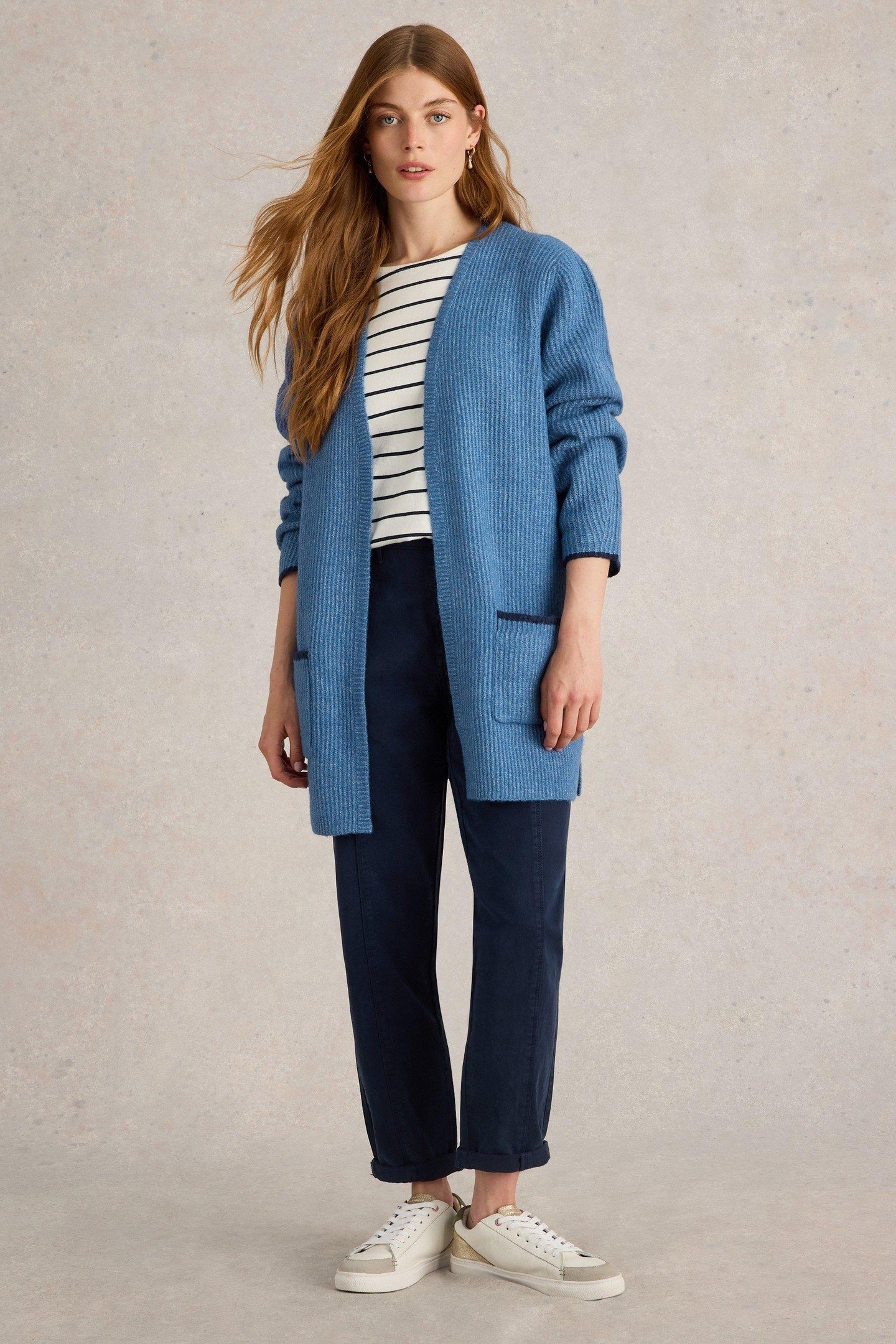 EMMIE LONGLINE CARDI MID BLUE 1