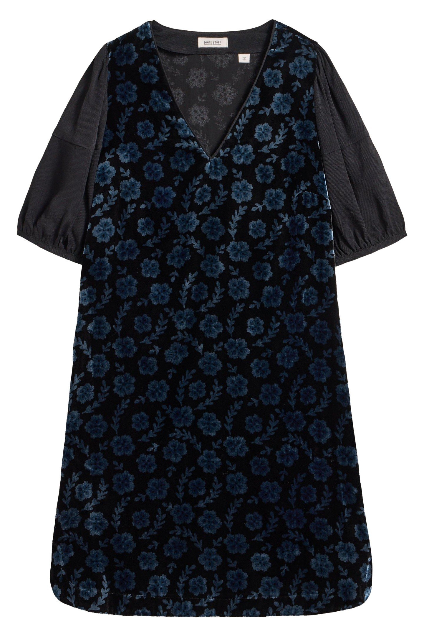 CLEO VELVET MIX DRESS BLACK PRINT 1