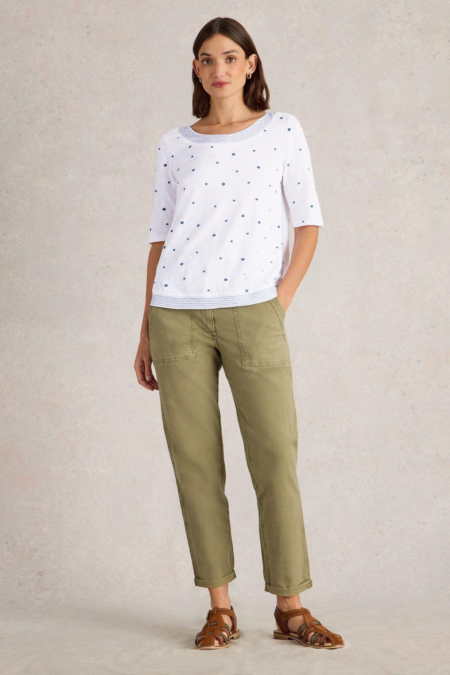 WEAVER EMBROIDERED TOP WHITE MULTI 1