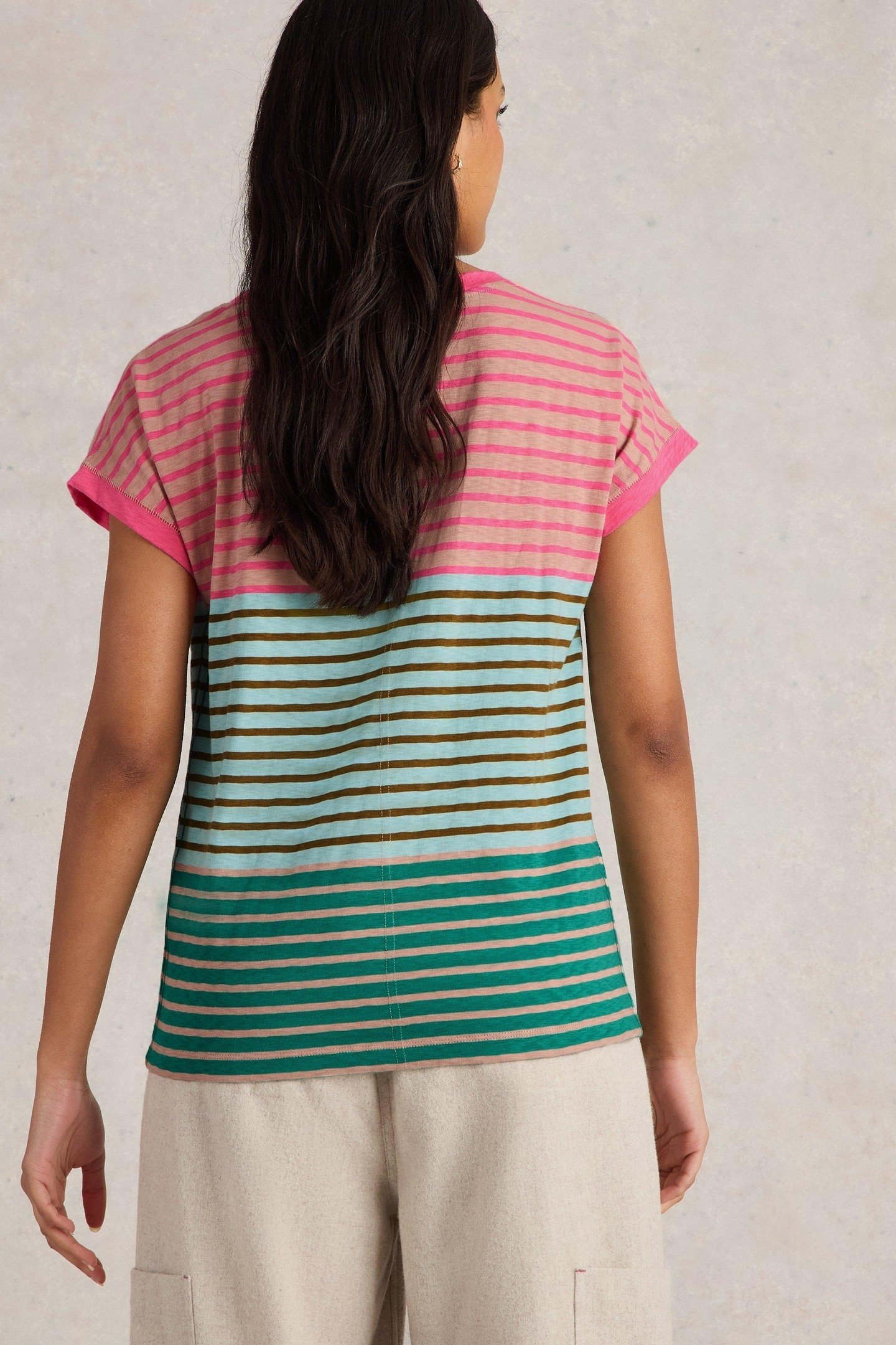 NELLY NOTCH NECK TEE PINK MULTI 2
