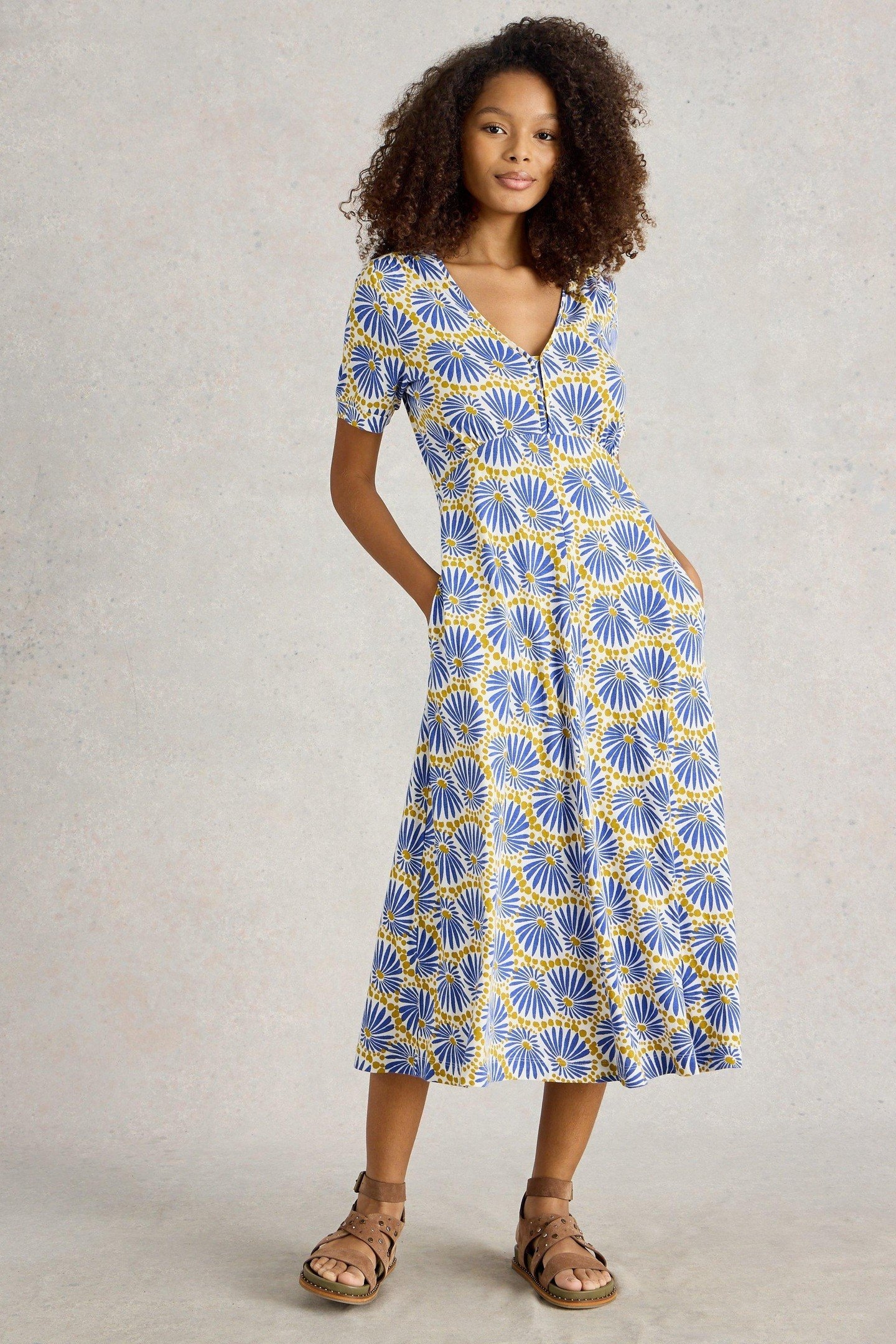 MEGAN JERSEY DRESS BLUE PRINT 1