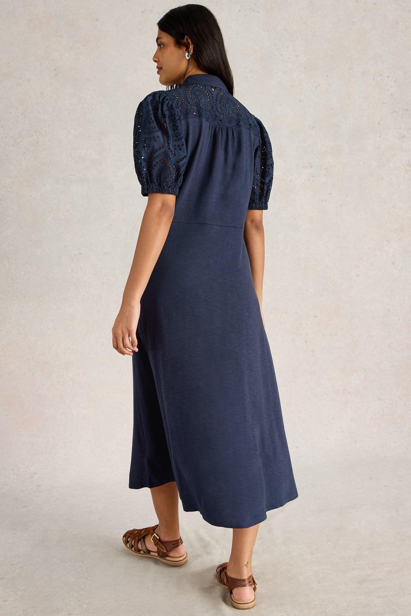 RUA BRODERIE SHIRT DRESS DARK NAVY 2