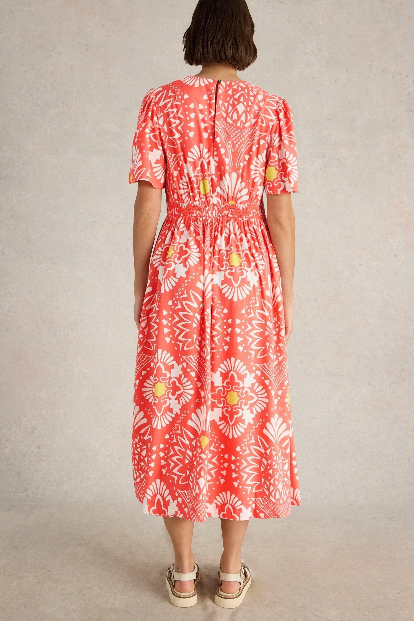 LUCY MIDI DRESS CORAL PRINT 2