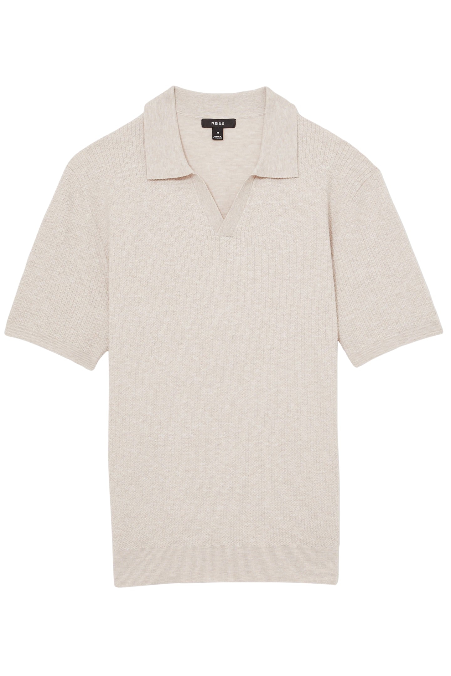 SS OPEN COLLAR SOFT TEXTURED POLO OATMEAL MELANGE 4