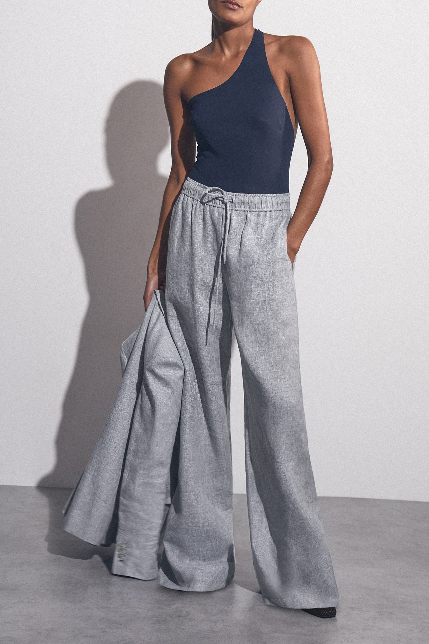 LINEN WIDE LEG TROUSER BLUE 3