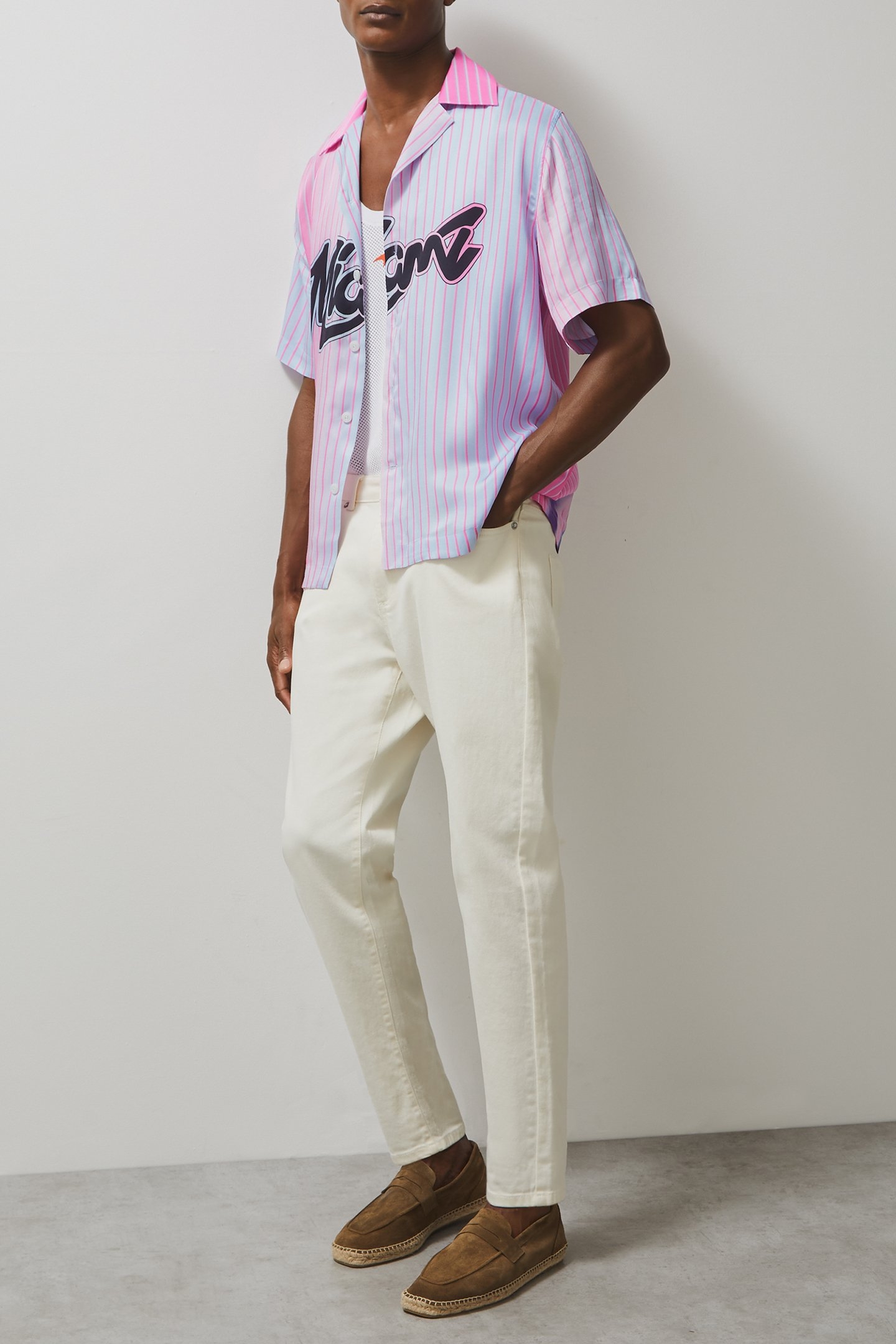 SS MIAMI PALM TREE PRINTED CUBAN SHIRT PINK 3