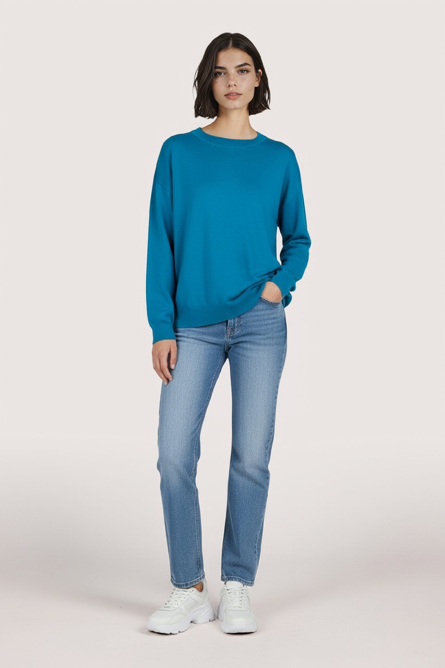 SWEATER BOXY BASIC KNIT PETROL 2