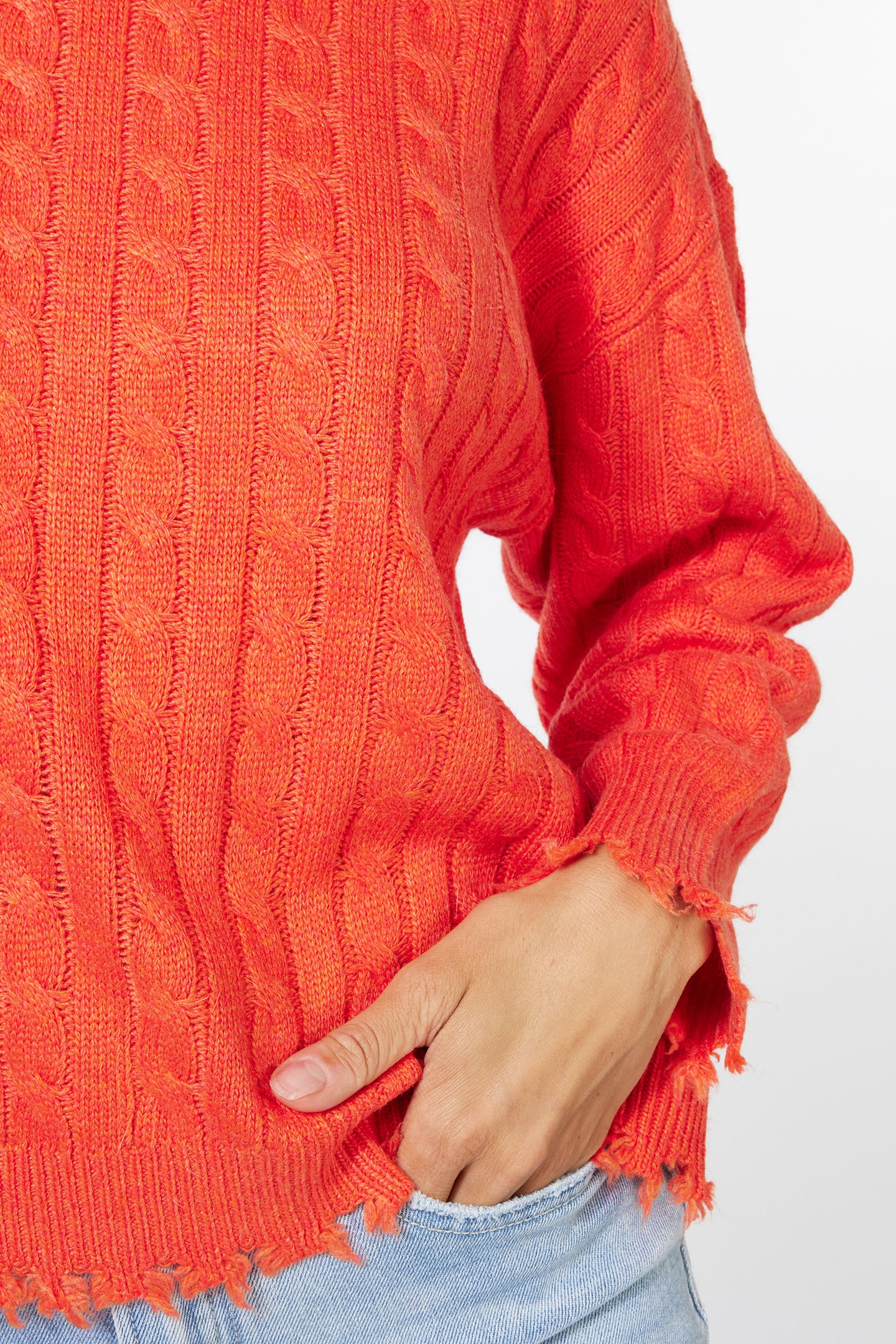 SWEATER CABLES RAW EDGE ORANGE 7