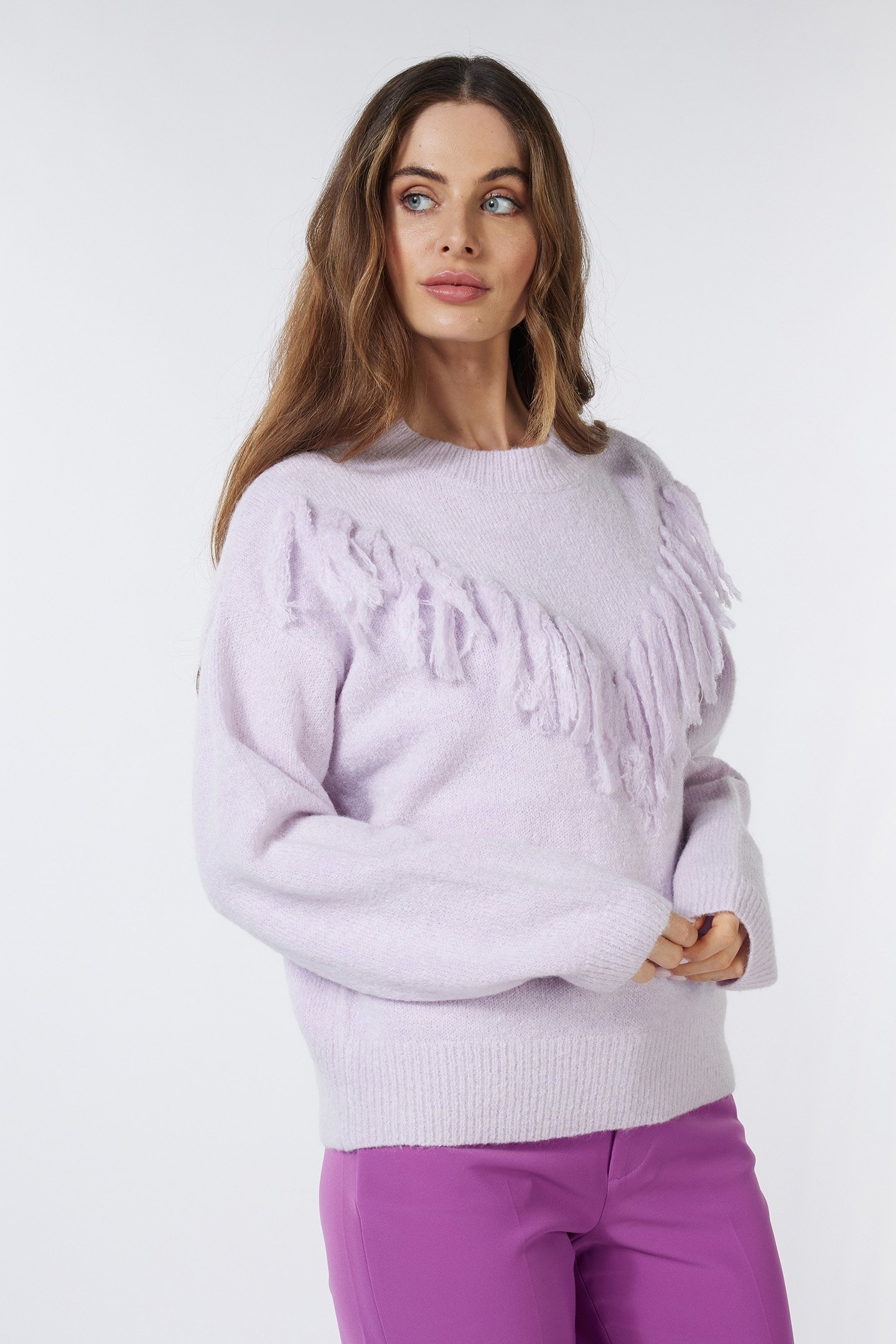 SWEATER FRINGES LILAC 1