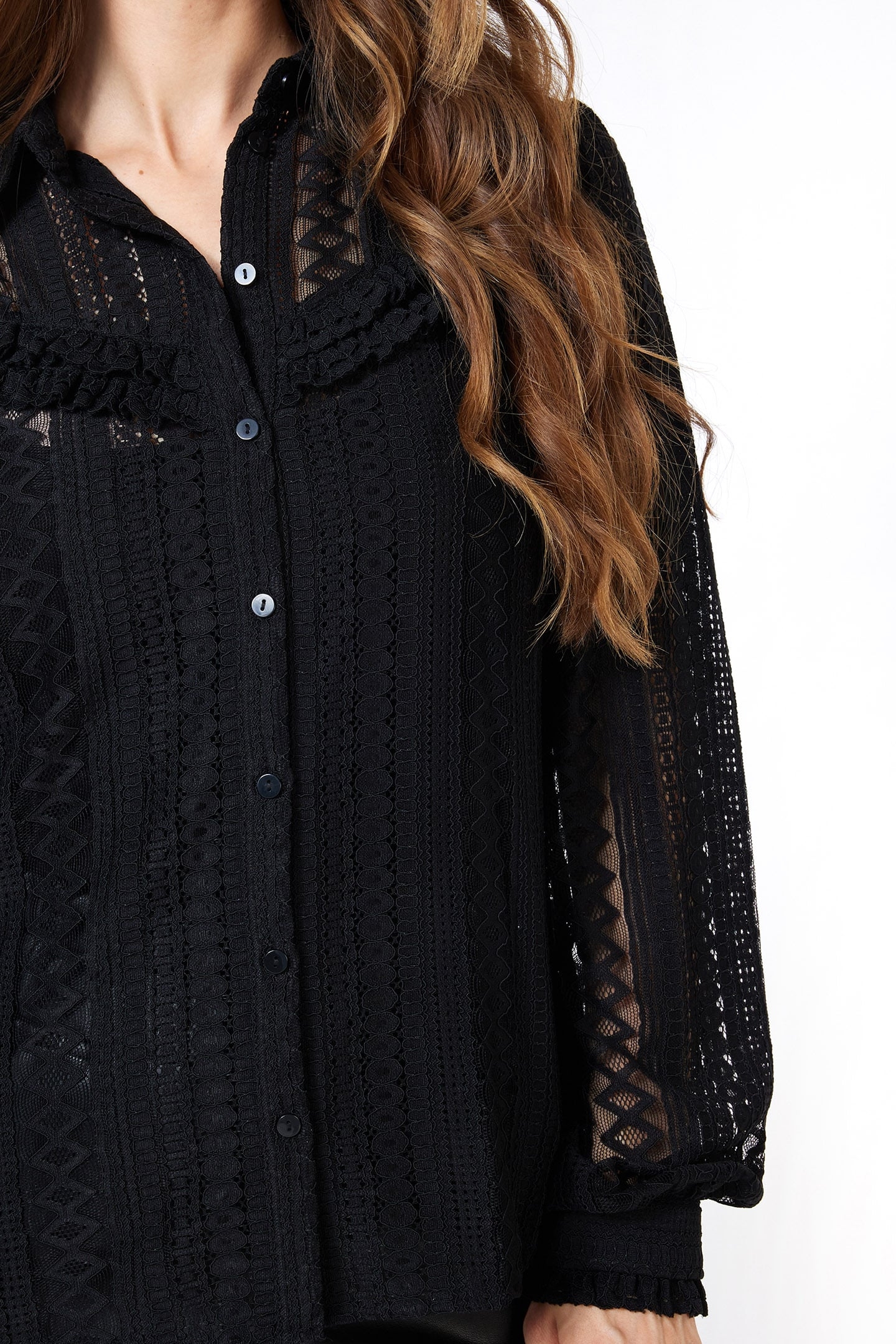 BLOUSE LACE PUFF SLVE BLACK 7