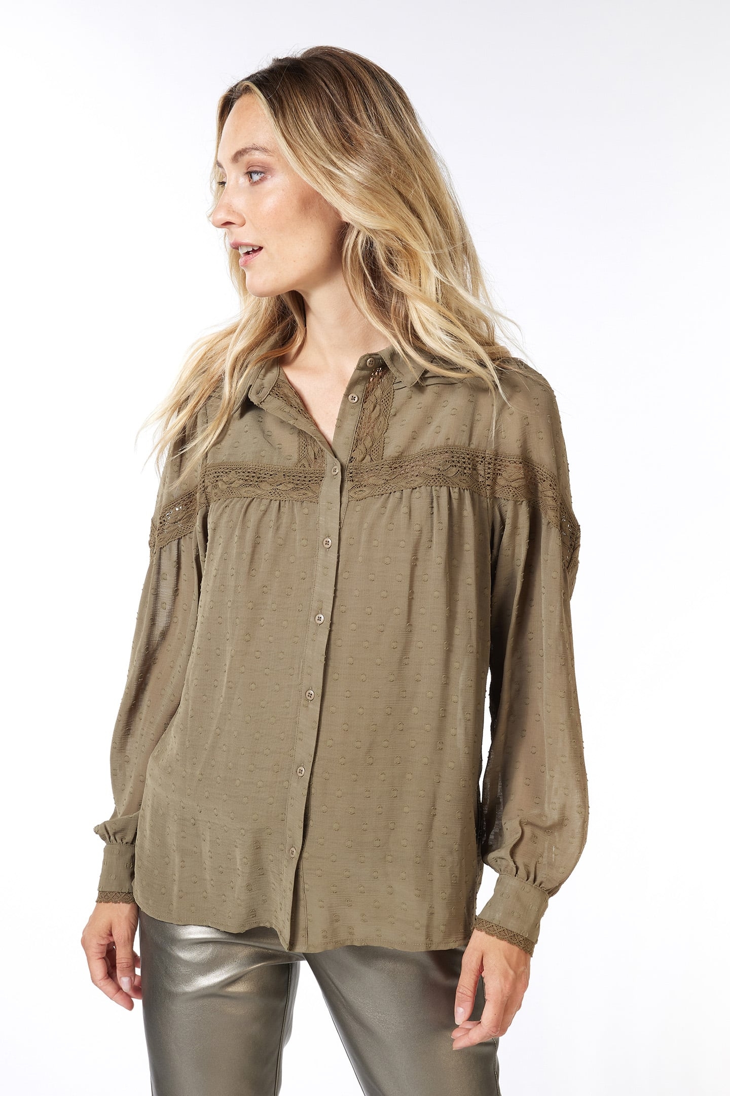 BLOUSE TAPES PLUMETIS ARMY GREEN 3