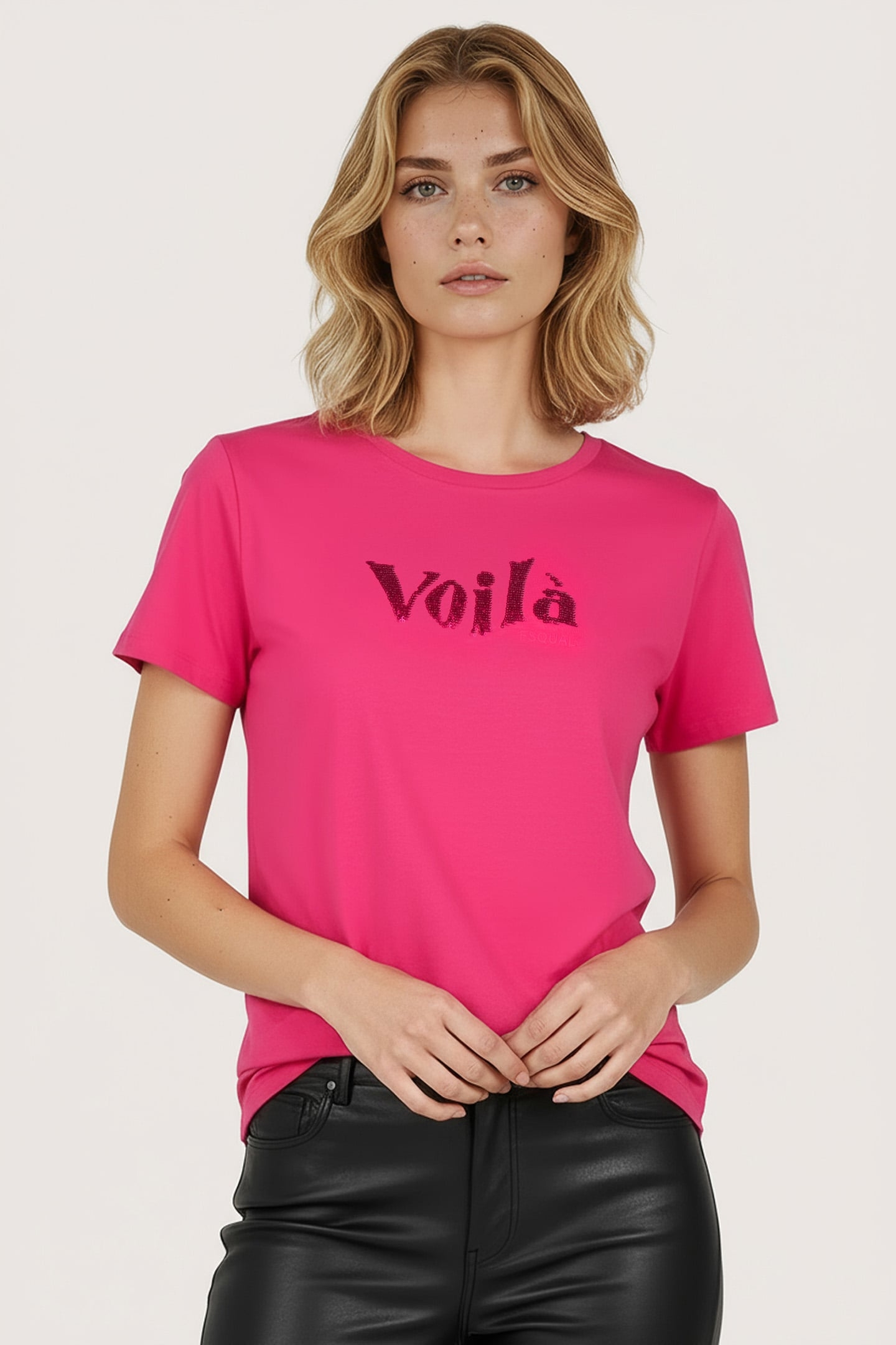 T-SHIRT VOILA SEQUINS FUCHSIA 1