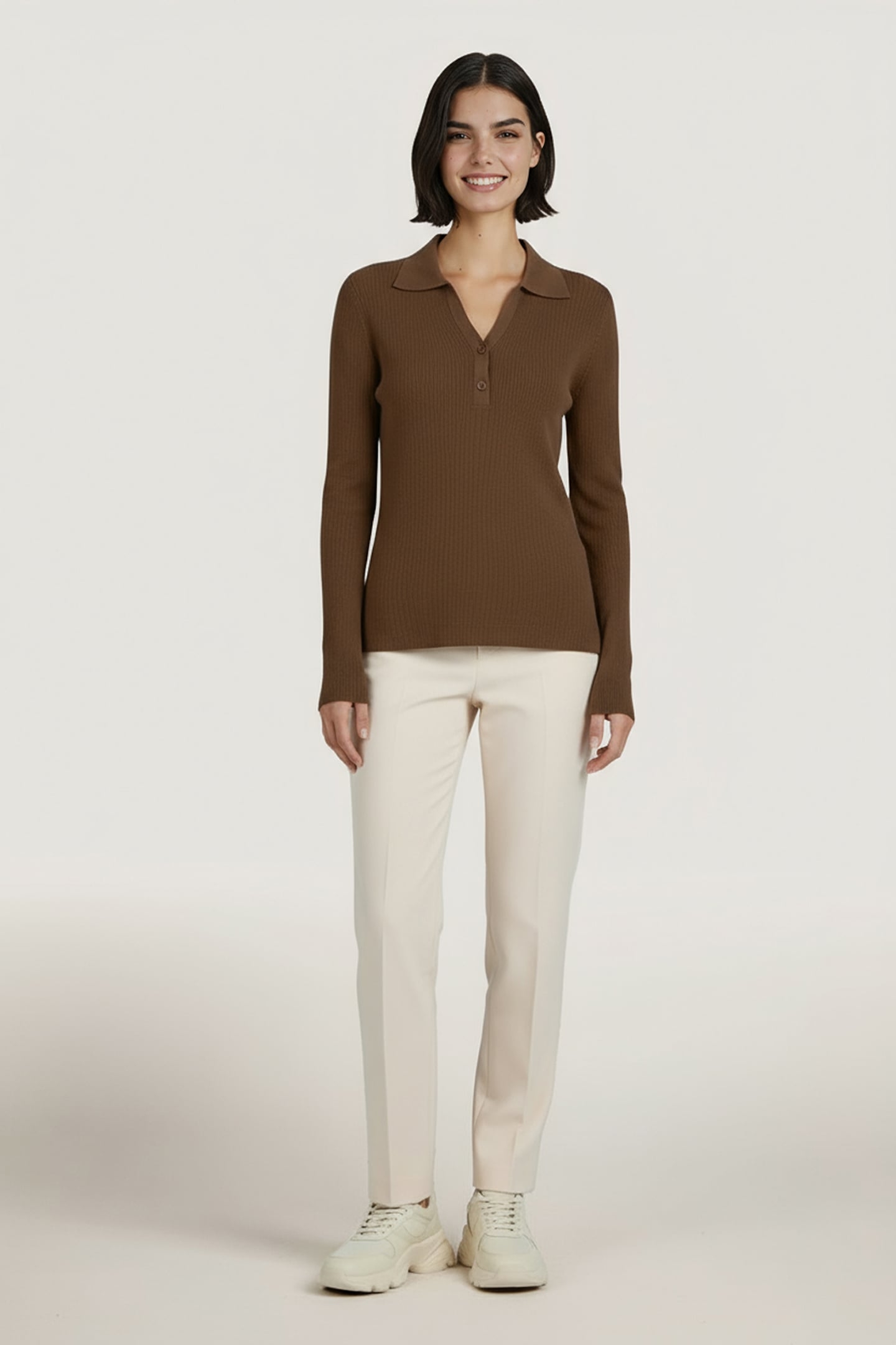 SWEATER POLO COLLAR LONG SLVE ARMY GREEN 1