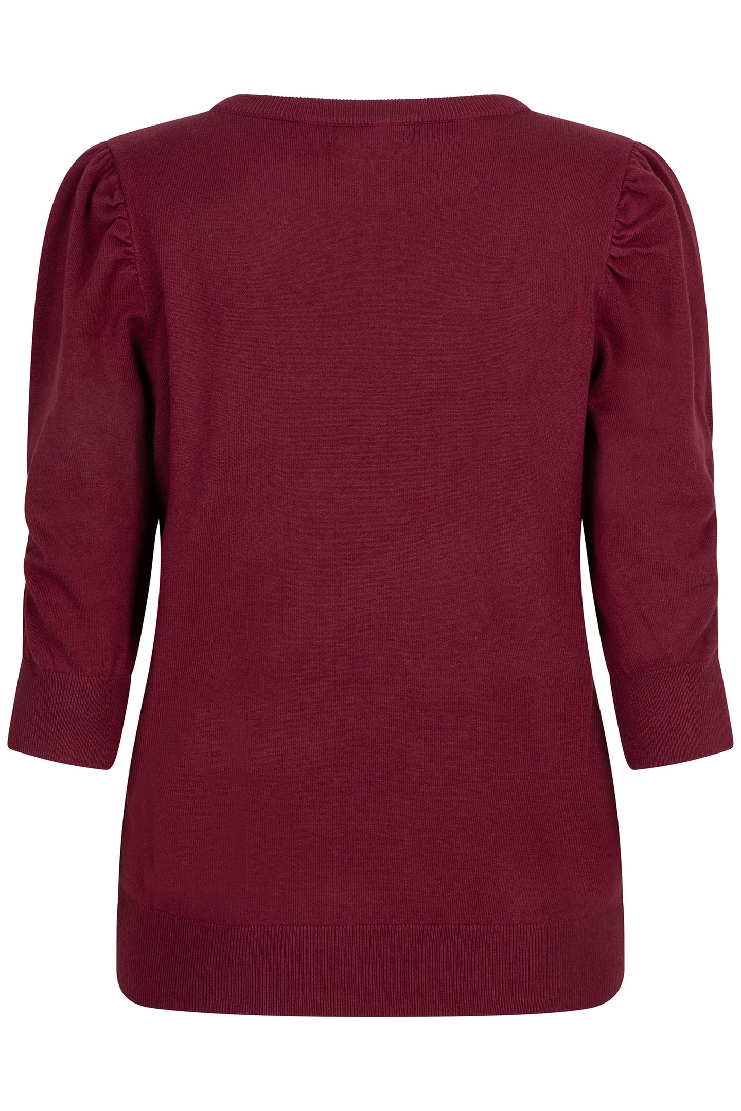 SWEATER SHORT PUFF SLVE BASIC KNIT WINE RED 5