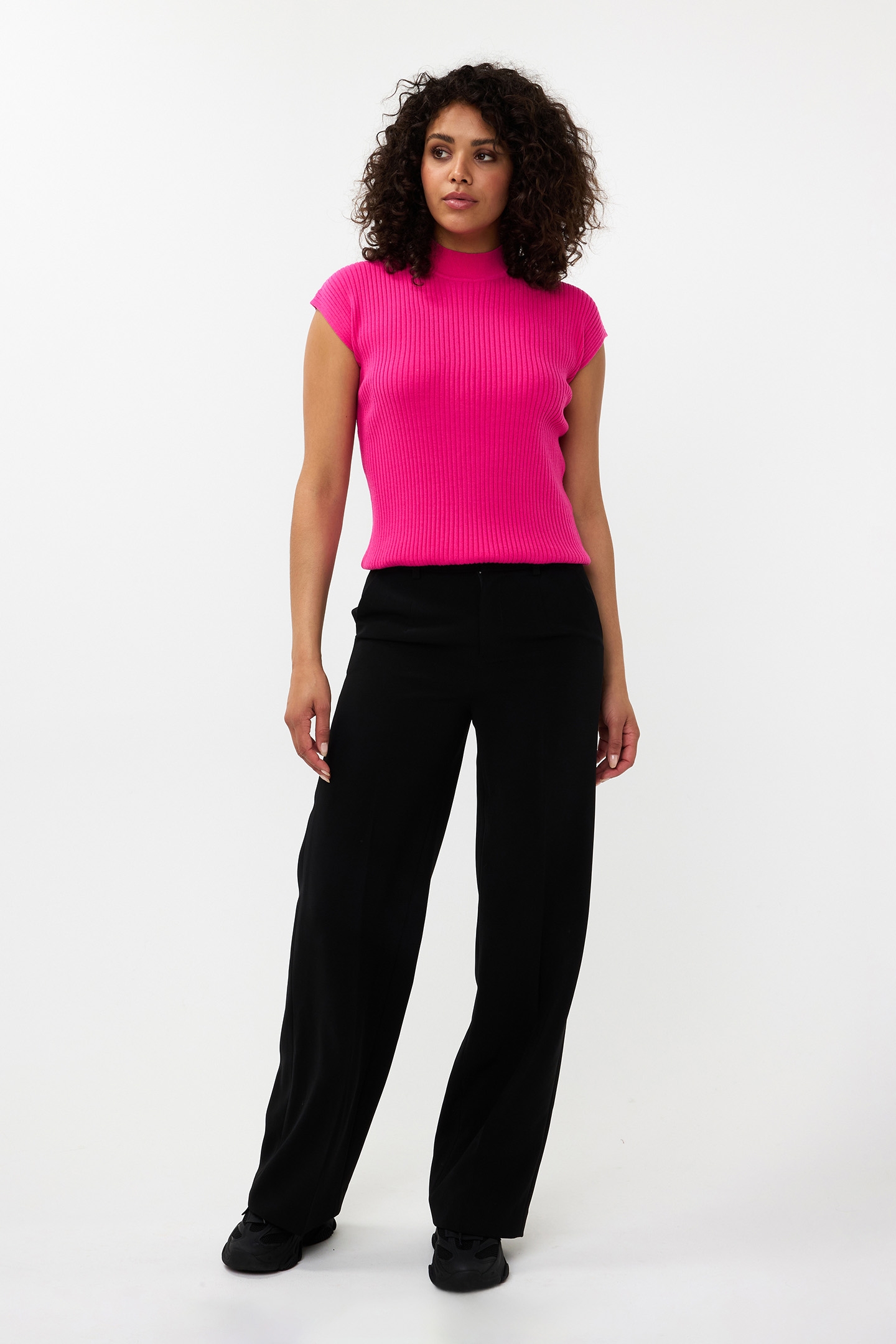 SWEATER COL SLV/LSS RIB NEON CERISE 2