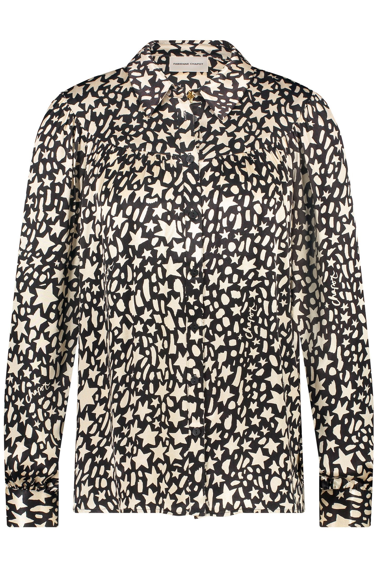 NINA BLOUSE BLACK/CREME BRULEE 3