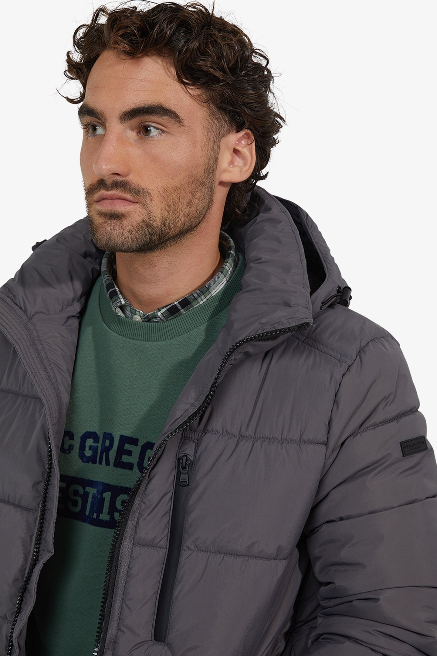 HOODED BOMBER JACKET DARK GREY 4