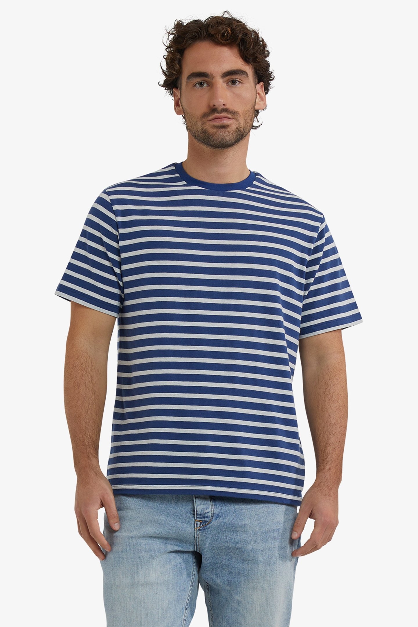 STRIPE T-SHIRT WORKER BLUE 1