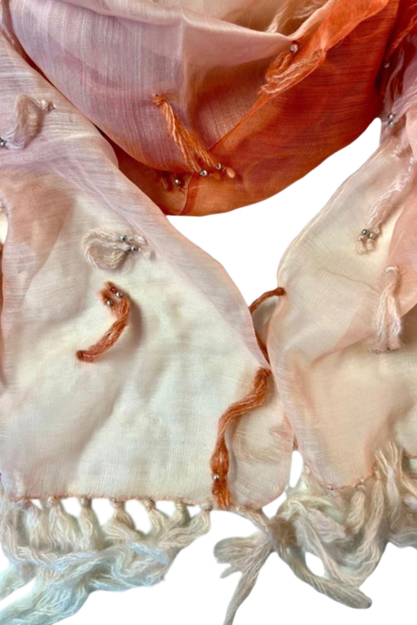 SCARF OBLONG FRINGES 003 PEACH 3