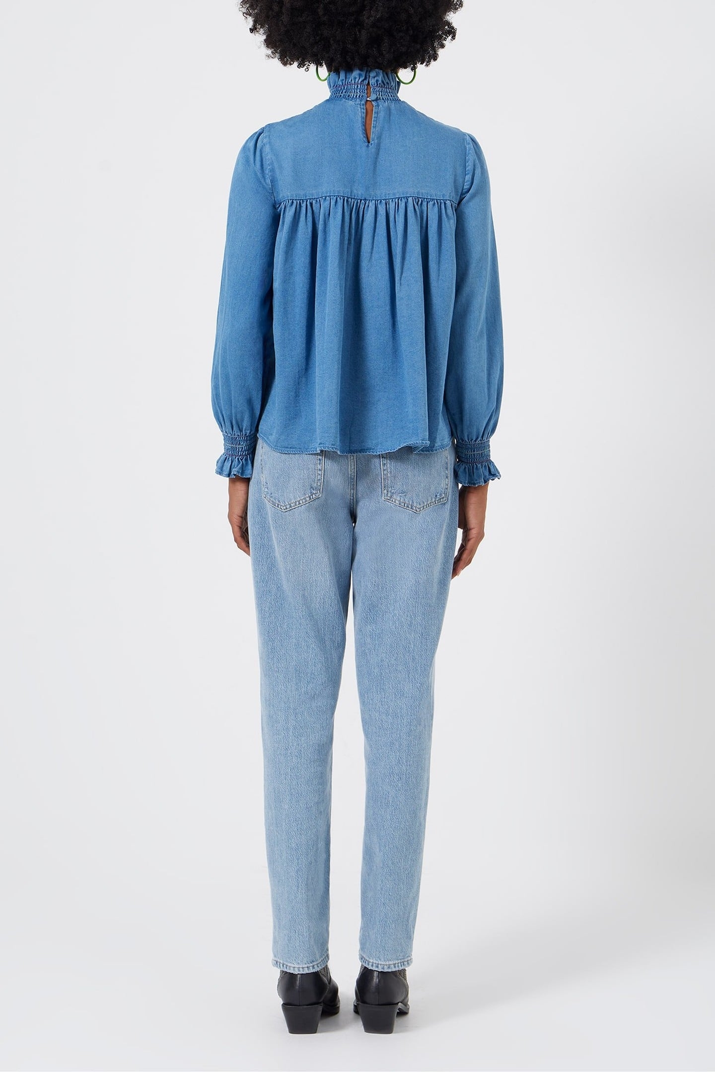 ZAVES CHAMBRAY HIGH NK LS SHRT DARK STONE WASH 3