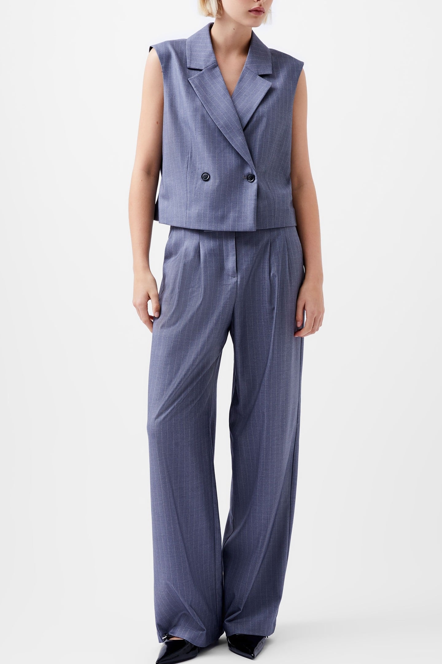 FIORELLA PIN STRIPE WAISTCOAT GREY 3