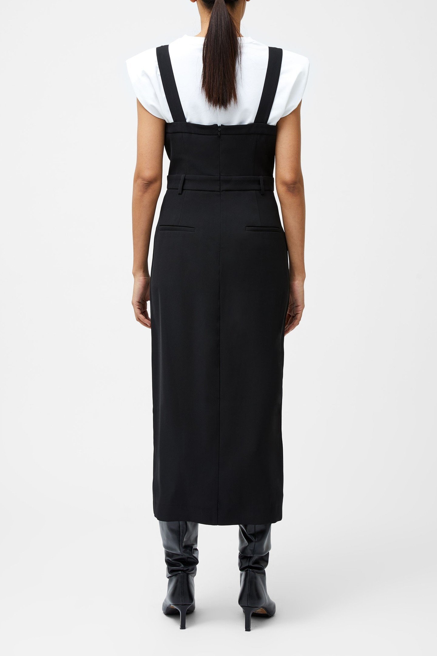 HARRIE SUITING PINAFORE MIDI BLACK 3