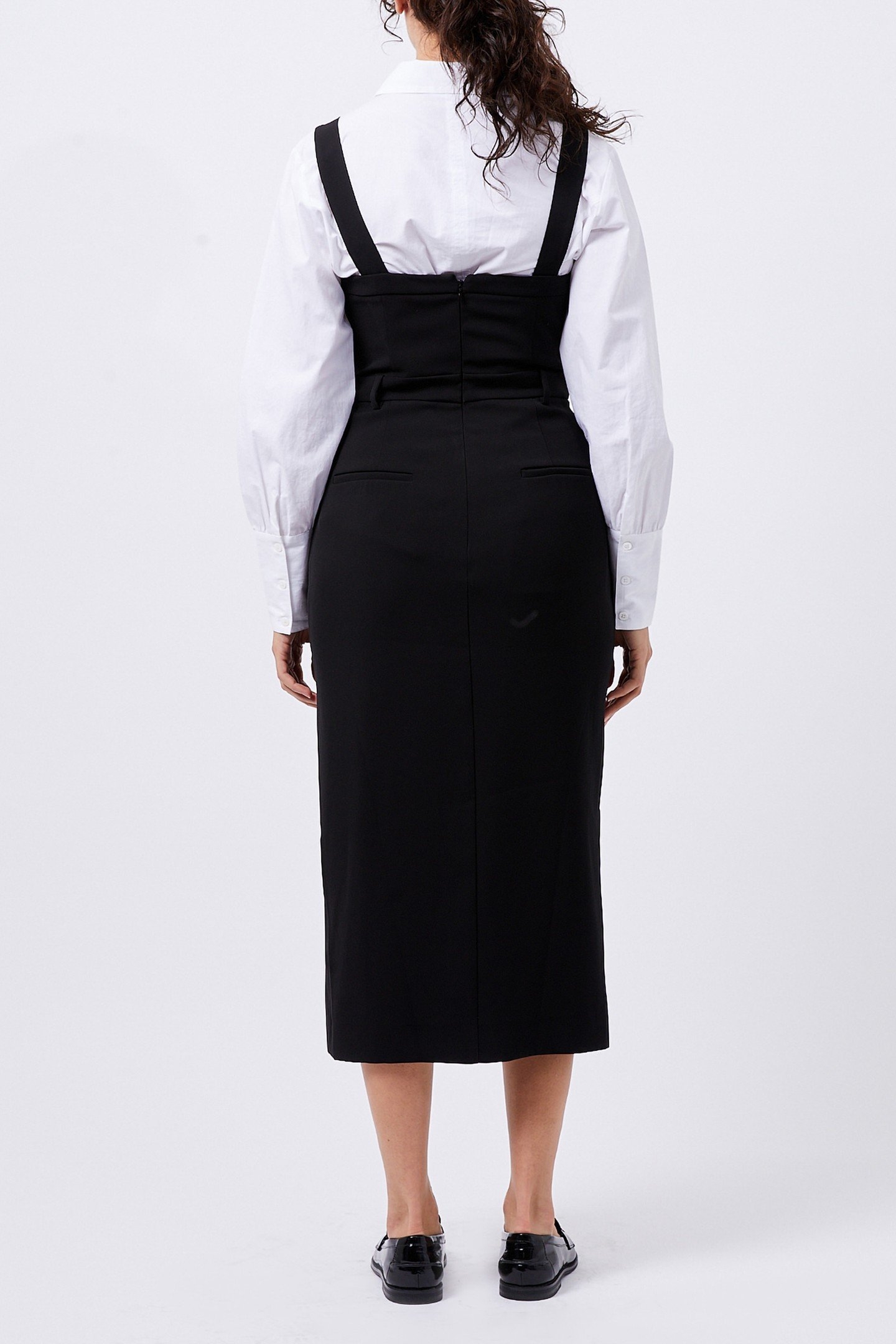 HARRIE SUITING PINAFORE MIDI BLACK 4