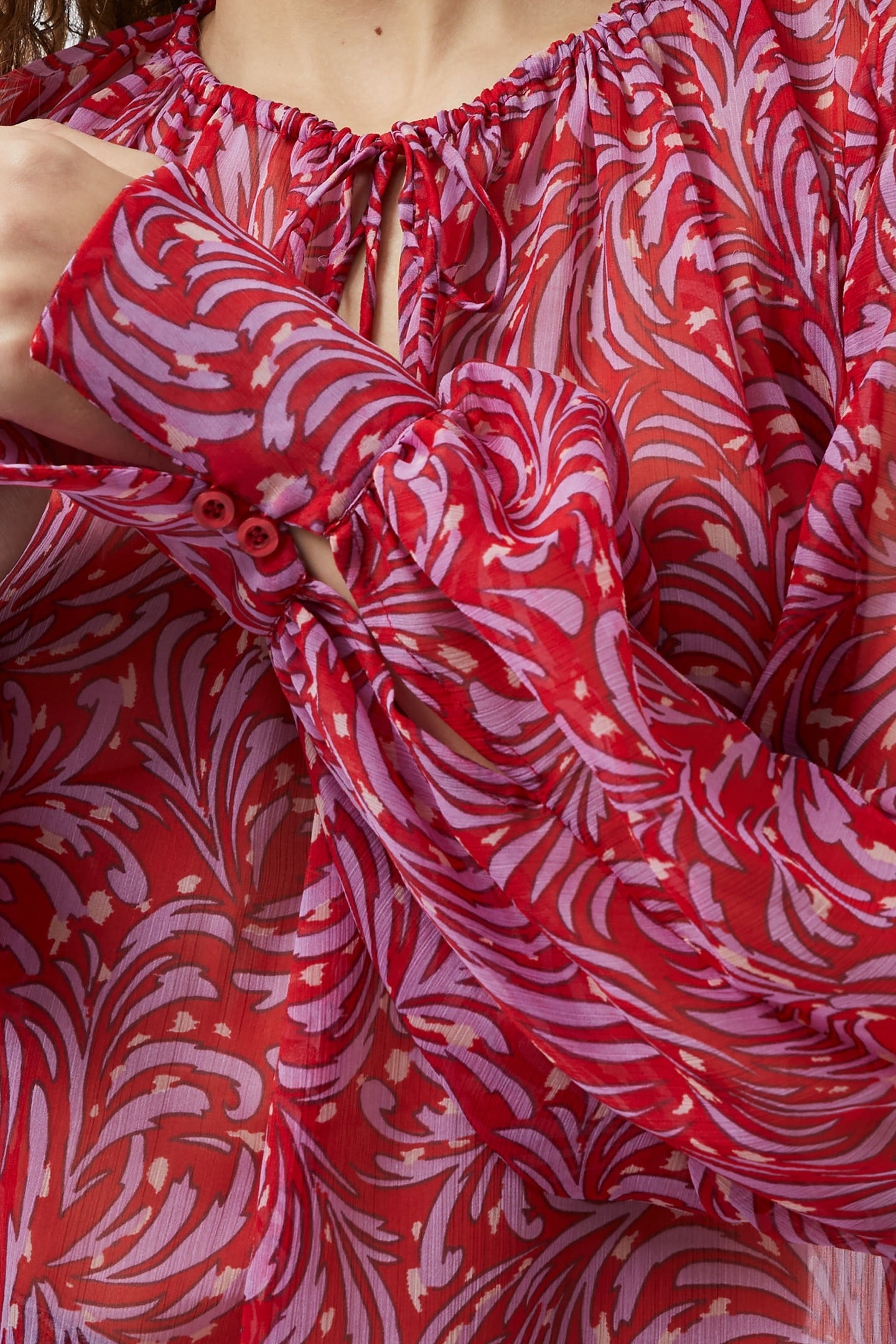 AMY CHIFFON L/S TOP SCARLET RED MULTI 4