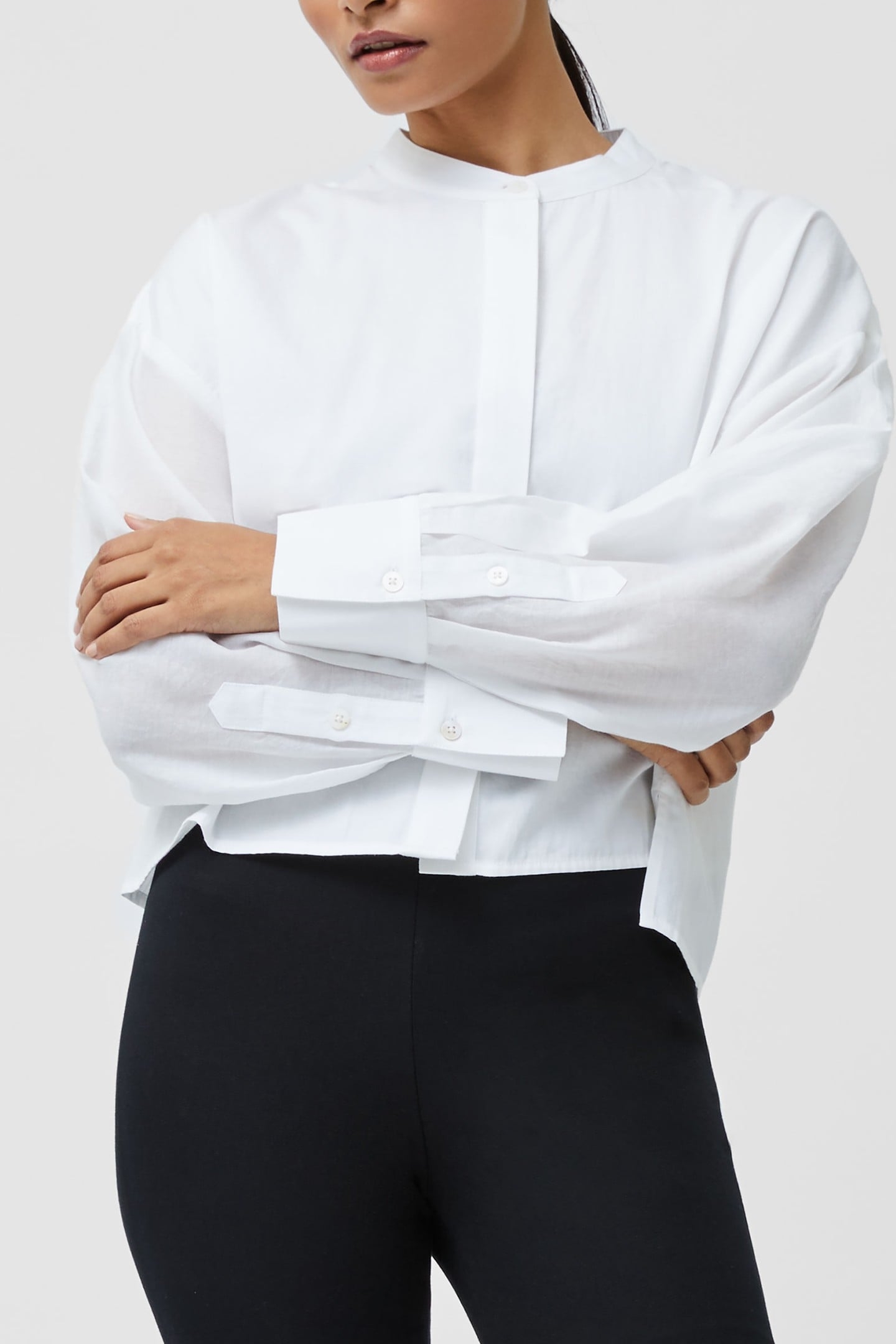 ALEXIS COTTON SHEER SLV SHIRT LINEN WHITE 2