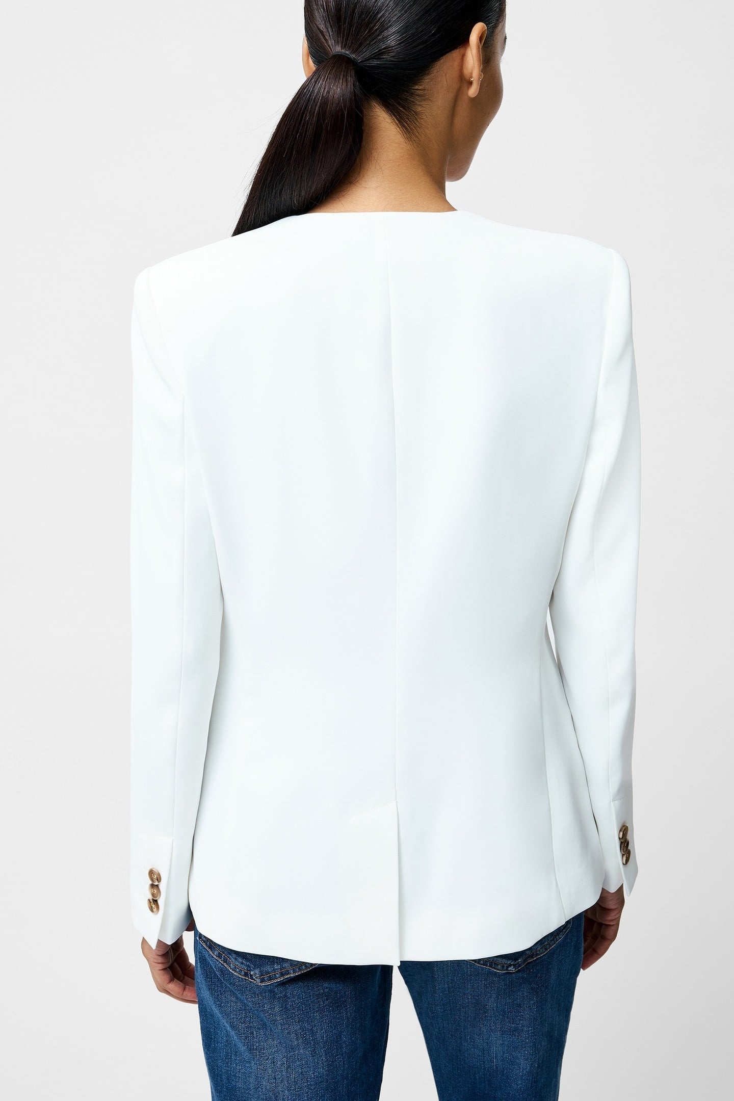 HARRIE COLLARLESS BLAZER SUMMER WHITE 3