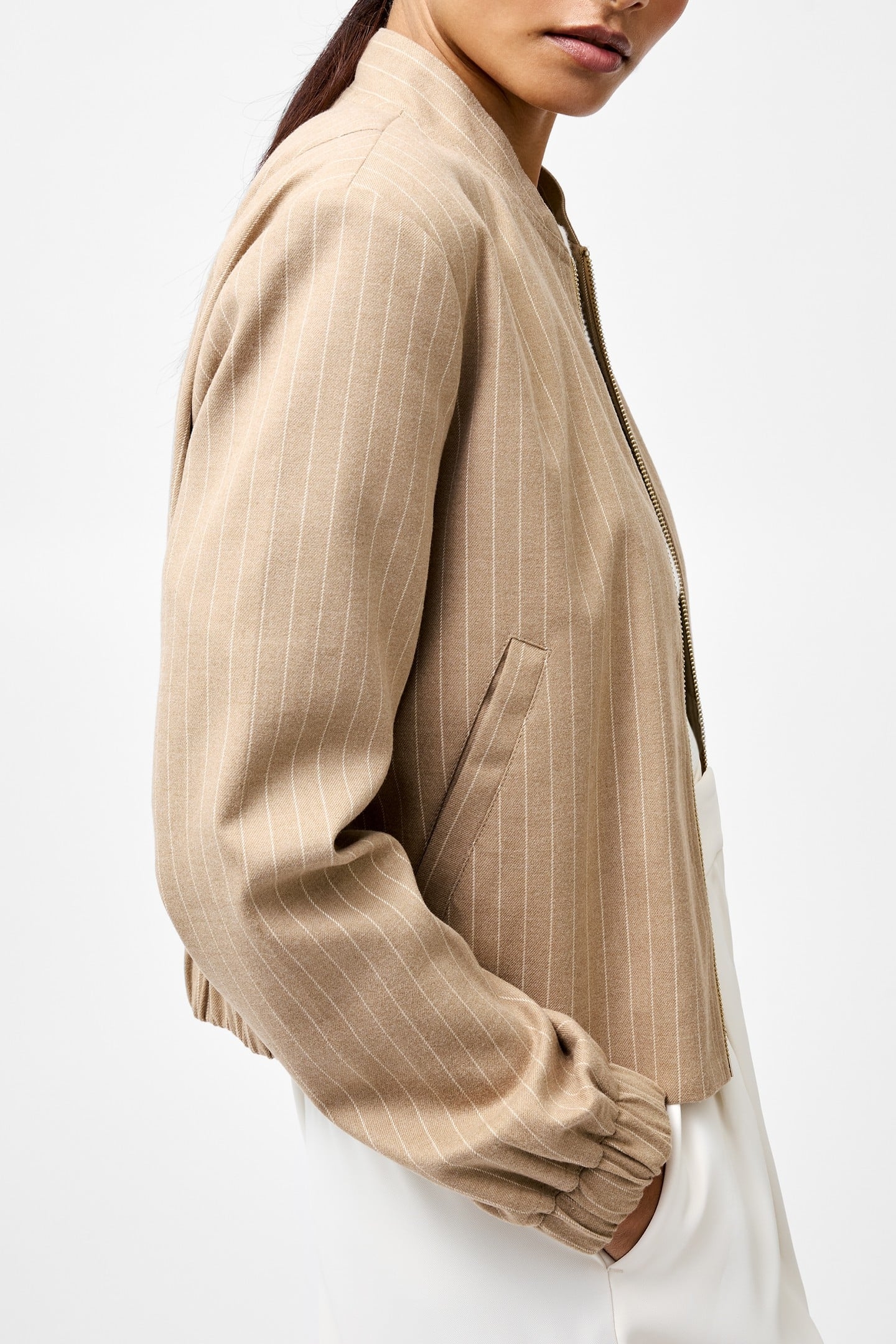 CASPIAN SUITING BOMBER JACKET CAMEL STRIPE 4