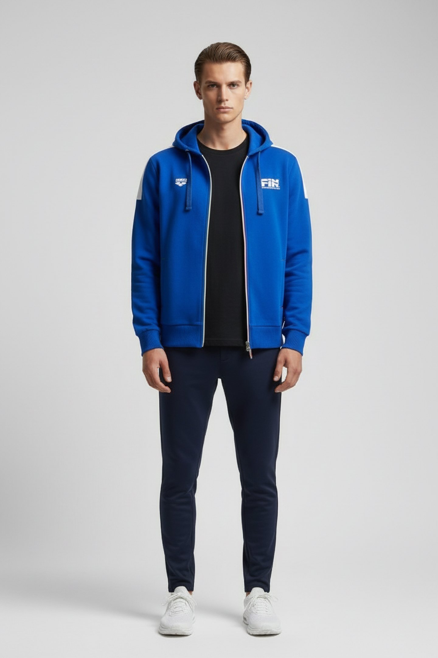 HOODED F/Z JACKET FIN II ROYAL,WHITE 1