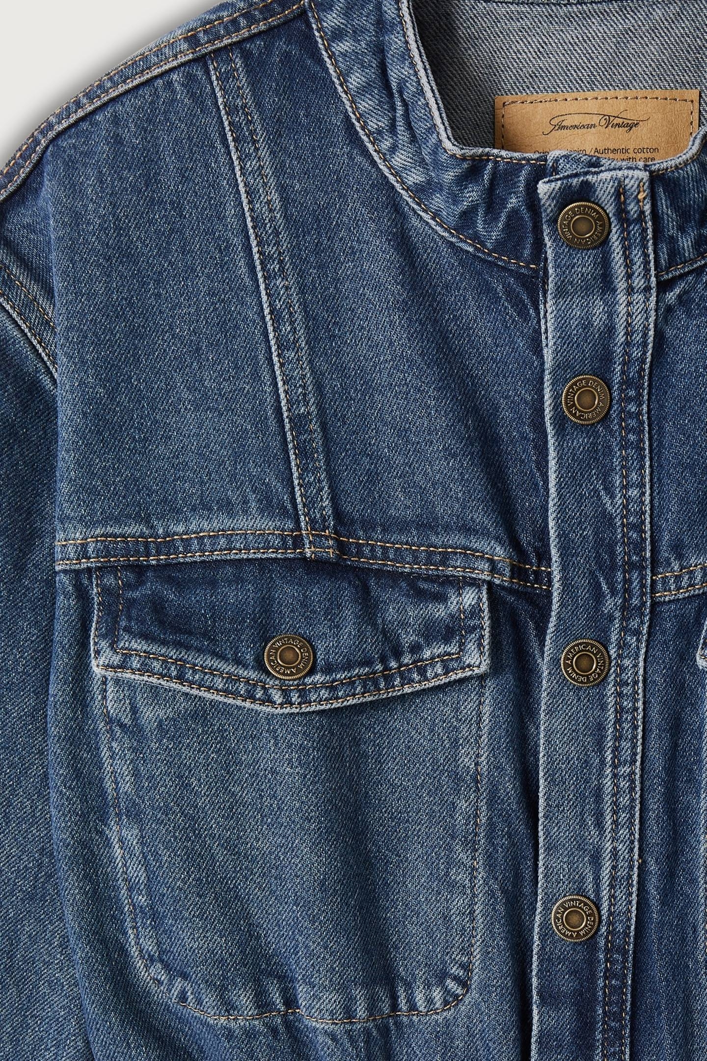 LONG-SLEEVED JUMPSUIT WITH BUTTON-DOWN COLLAR BLUE STONE 2