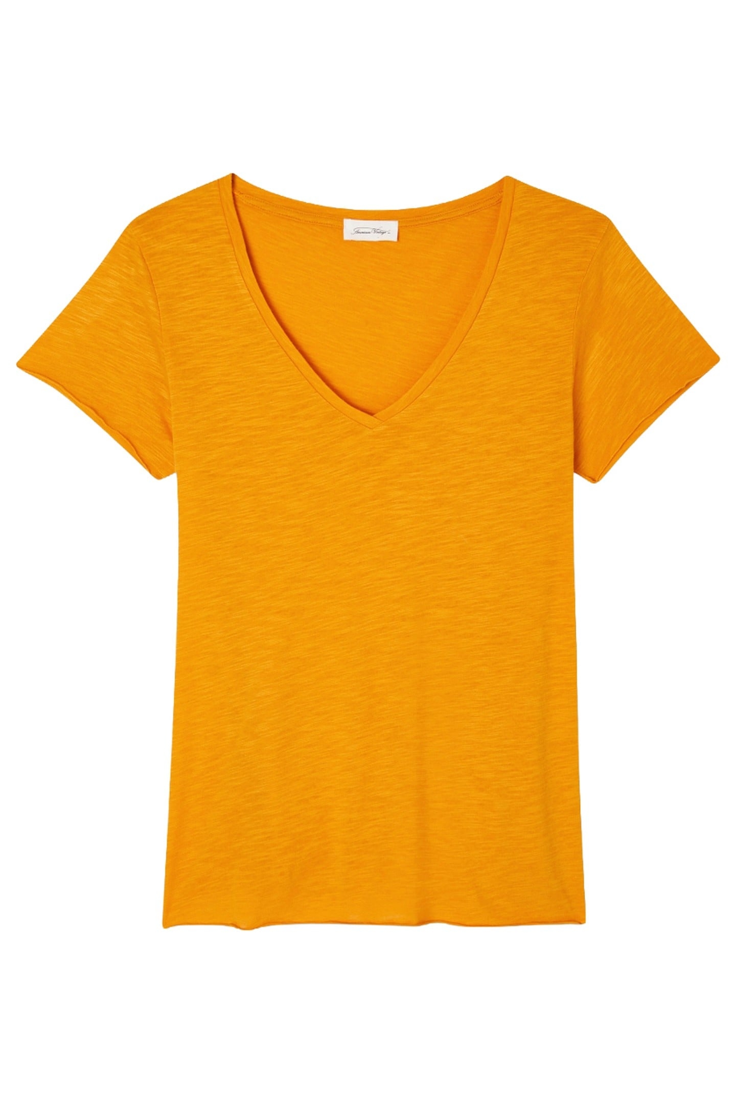 SHORT-SLEEVED V-NECK T-SHIRT VINTAGE NECTARINE 1