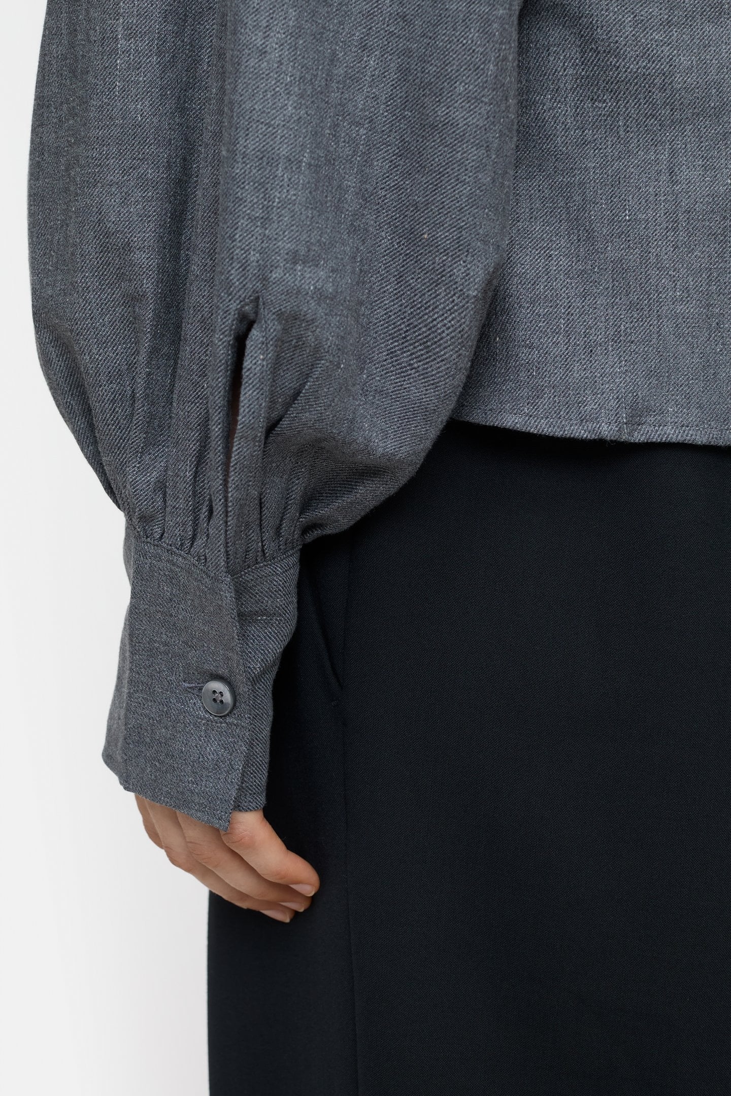 CROPPED BLOUSE SHIRT DARK GREY MELANGE 5