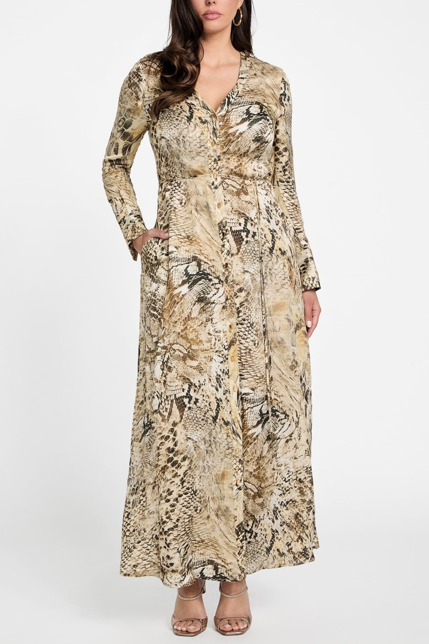 MARCIANO BY GUESS GISELLE LS LONG DRES JUMBLE SKIN PRINT 2