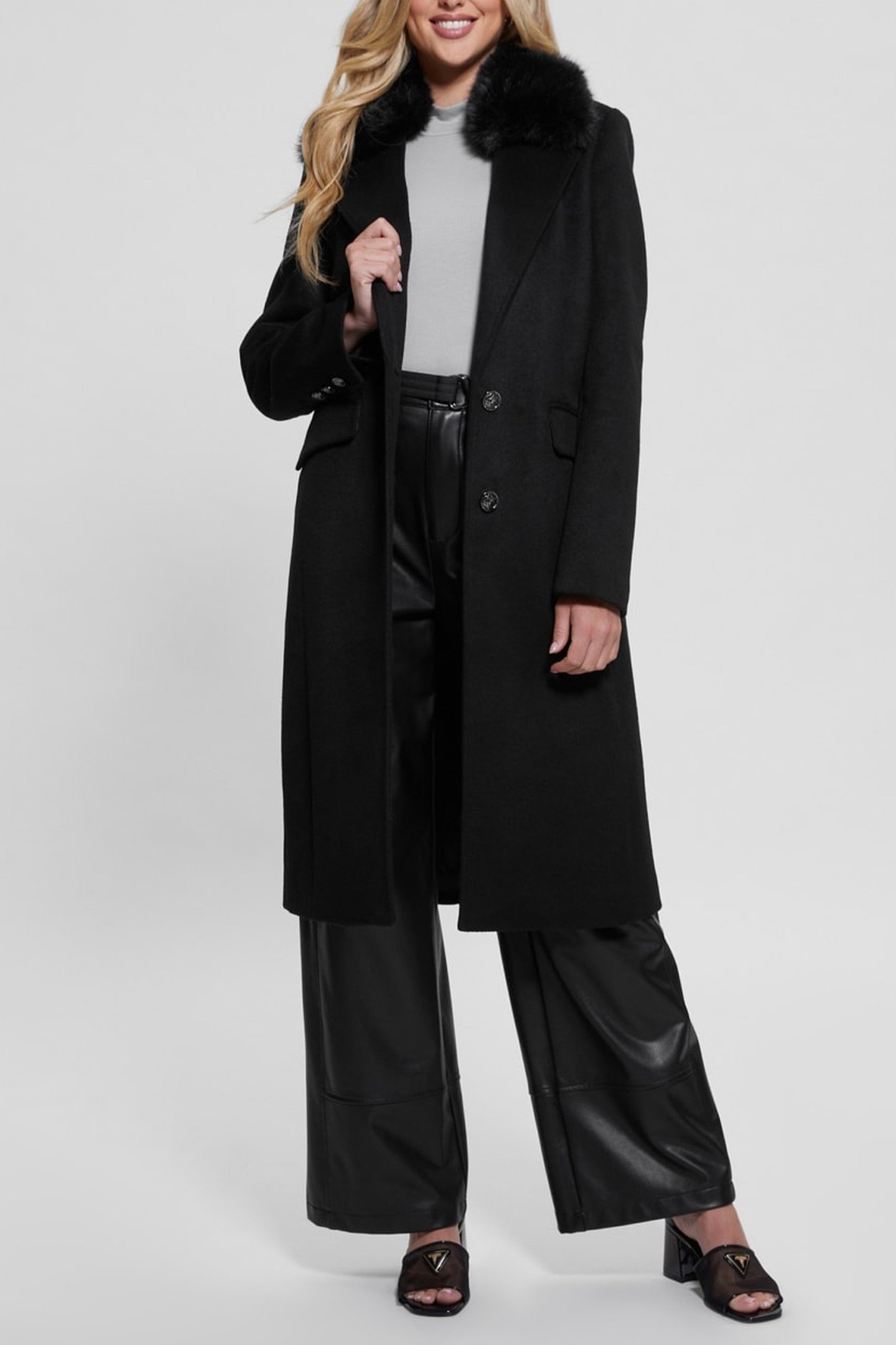 NANCY FIT COAT FAUX JET BLACK A996 2