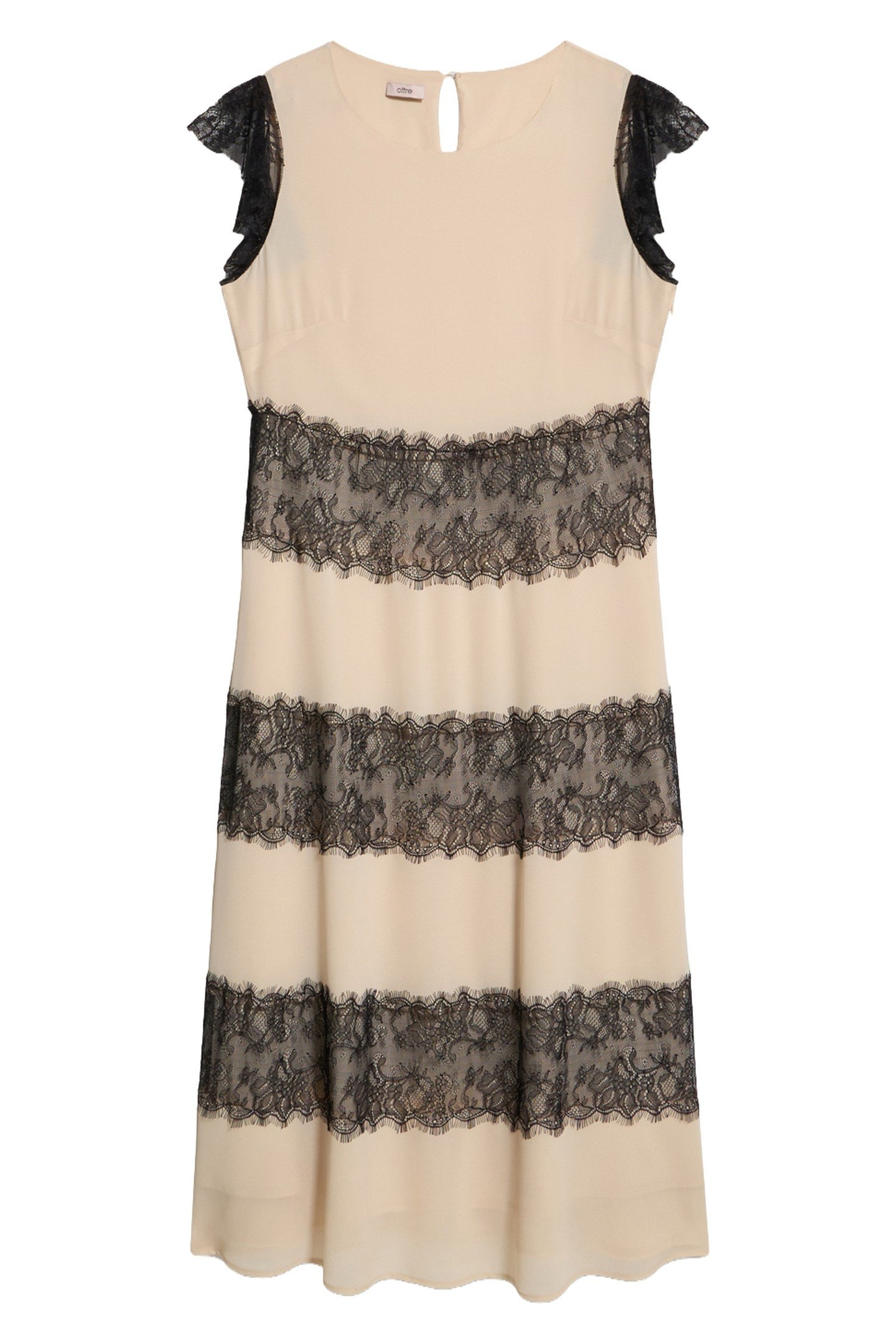 DRESS WITH CONTRASTING COLOUR LACE BEIGE 3