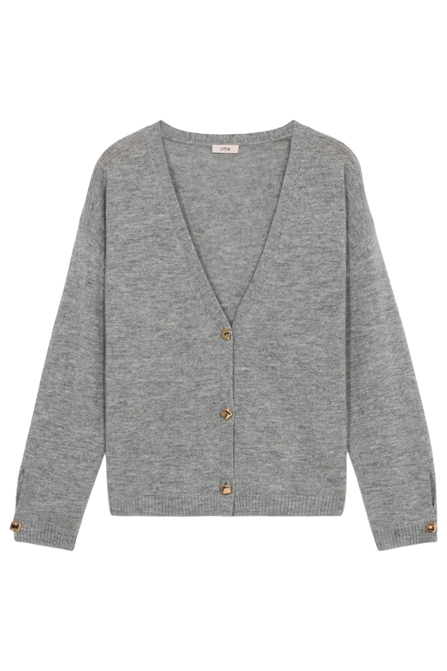 CASHMERE BLEND CARDIGAN WITH SQUARE BUTTONS GREY 3