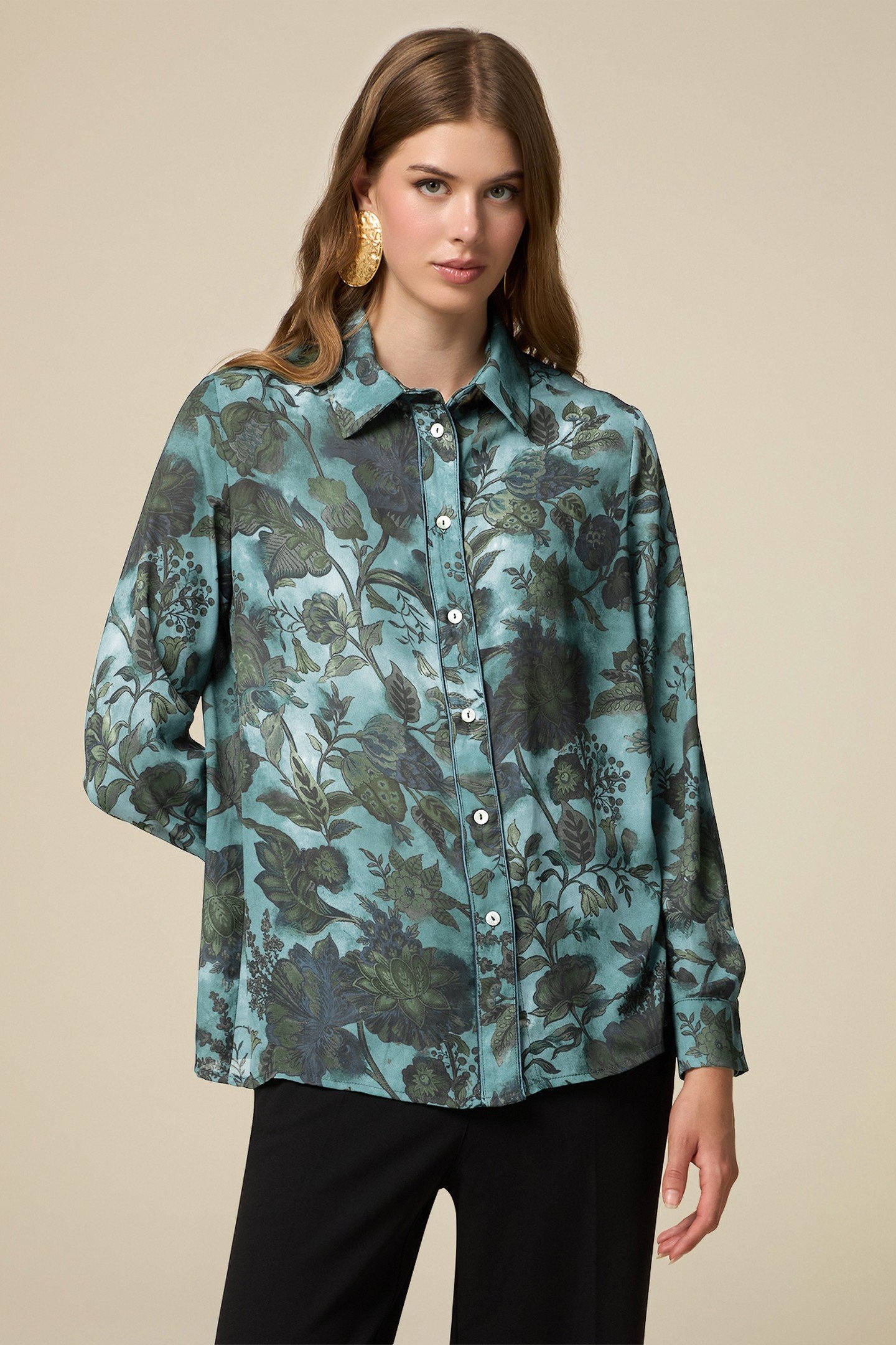 FLORAL PATTERN SHIRT GREEN 1