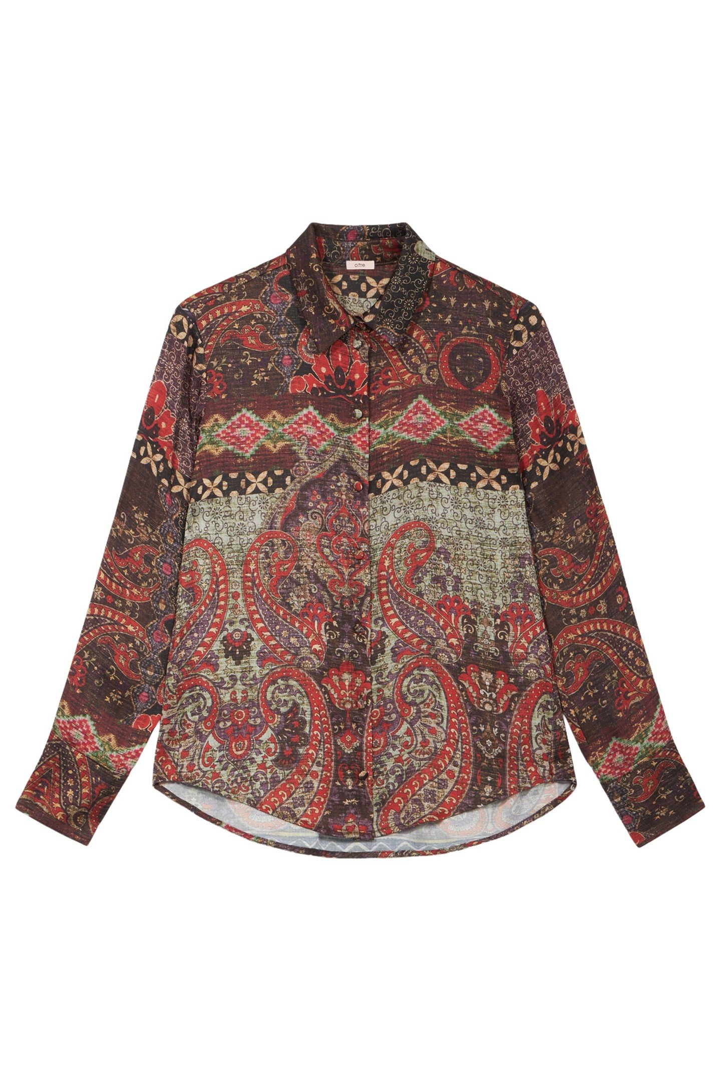 PATTERNED SATIN SHIRT BROWN 3