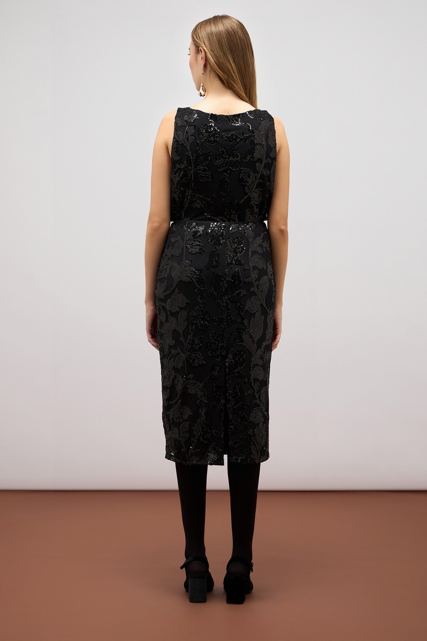 TULLE AND SEQUIN PENCIL SKIRT BLACK 2