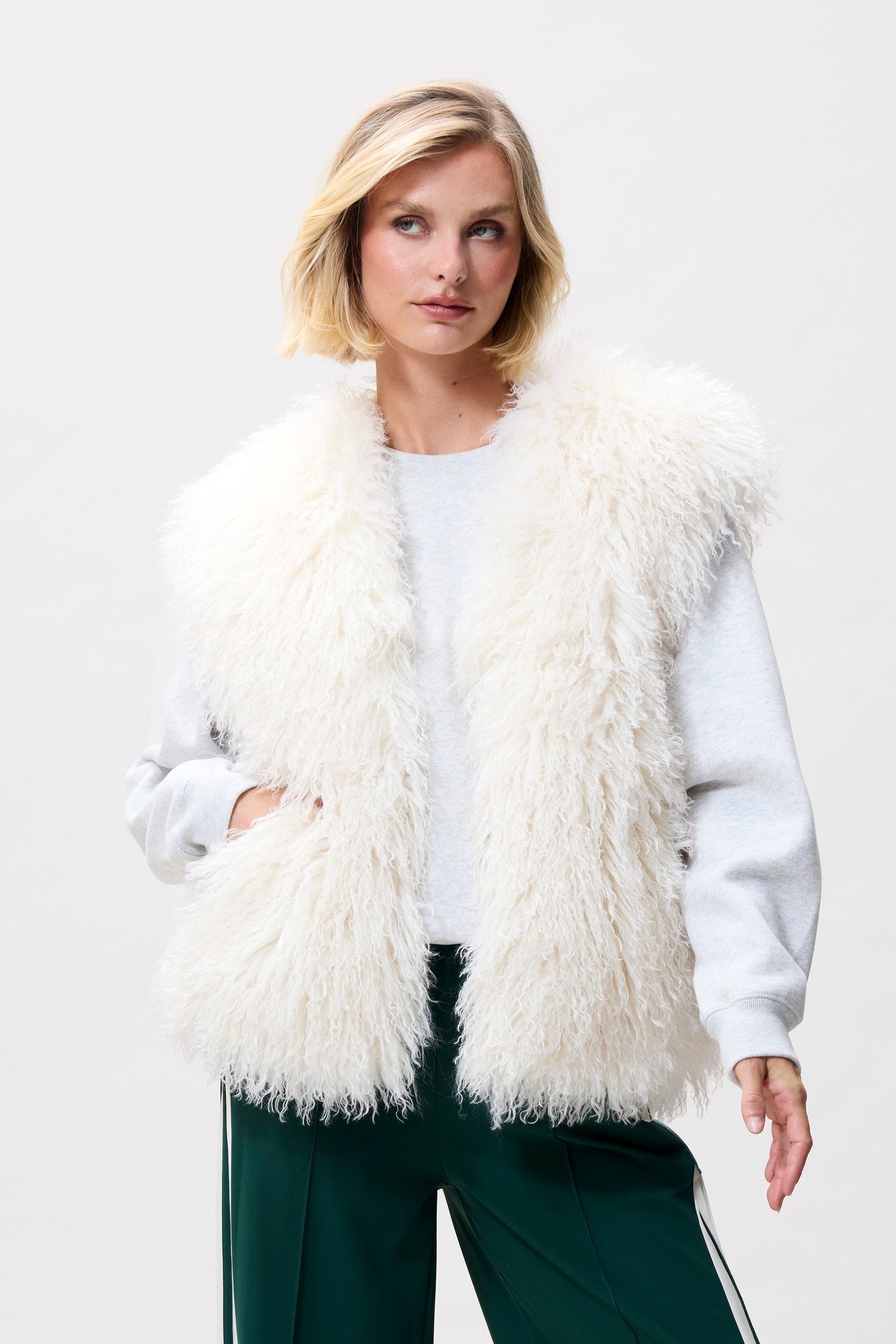 FUR BODYWARMER VANILLA CREAM 2